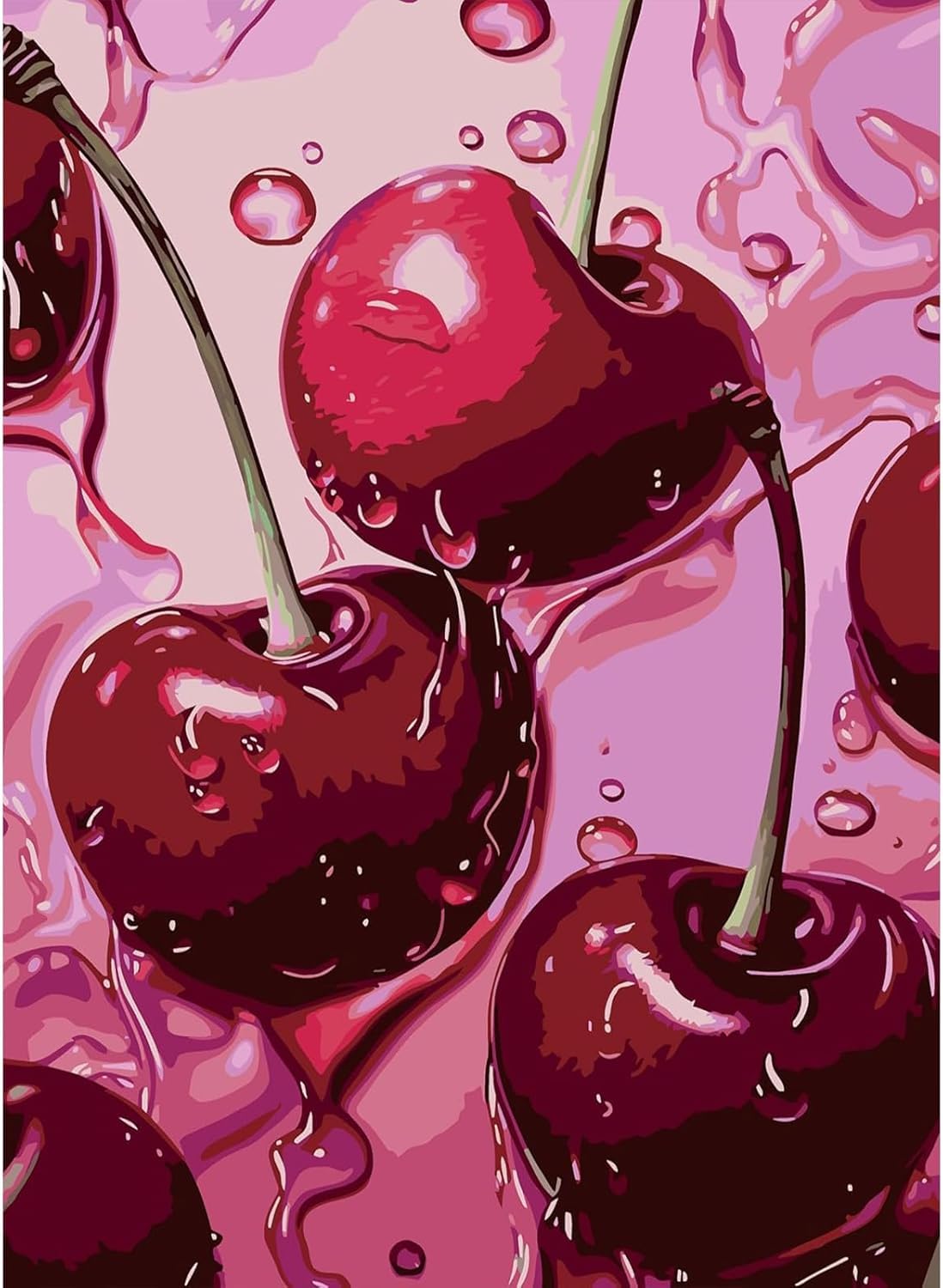 AIBOERL Cherry Diamond Art Kits for Adults,Cherry 5D Diamond Painting Kits for Adults Beginners,DIY Full Round Drill Diamond Dot Painting Gem Art Kits for Adult, Home Wall Decor 12x16Inch BST220