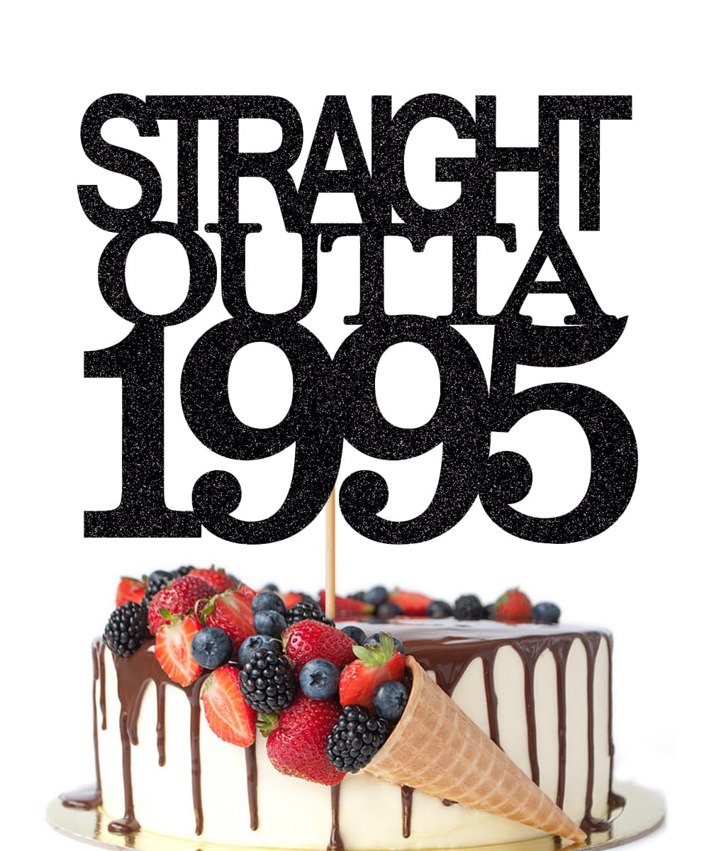 Black Glitter Straight Outta 1961 Cake Topper,Hello 65,Funny 65th | Birthday Cake Topper,65 Fabulous,Cheer to 65 Years,Men and Women 65th Birthday/Wedding/Anniversary Party Decorations BST202