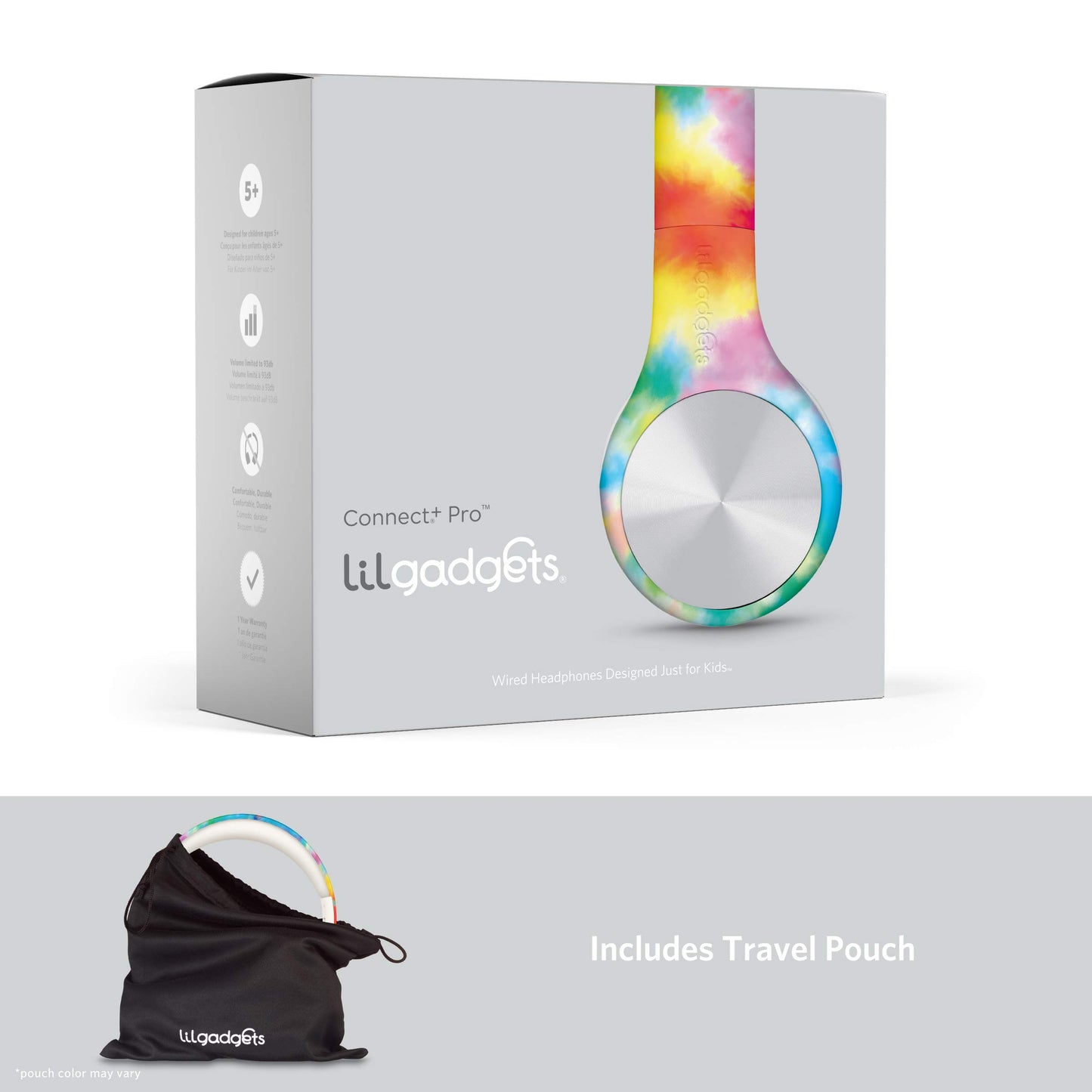 LilGadgets Connect+ Pro Wired Kids Headphones for School with Microphone, Volume Limiting Over-Ear Headset with Cord, SharePort Technology & SoftTouch Padding, Blue