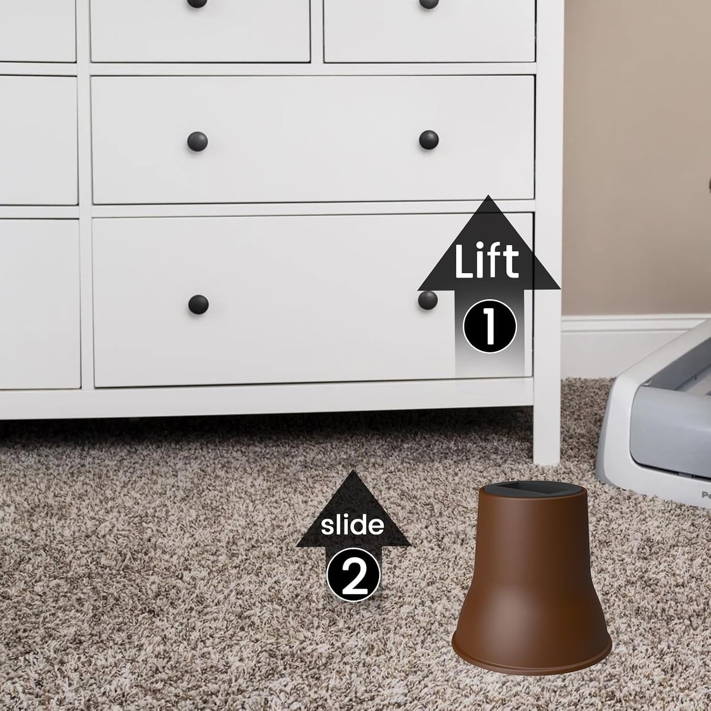 MYMULIKE 6 Pack 6 Inch Bed Risers, Heavy Duty Furniture Lifts, Brown | Lifts Up to 2200lbs, Round Couch Risers, Ideal for Heavy Duty Sofas, Couches, TV Stands, Tables, and Living Room Chairs BST202