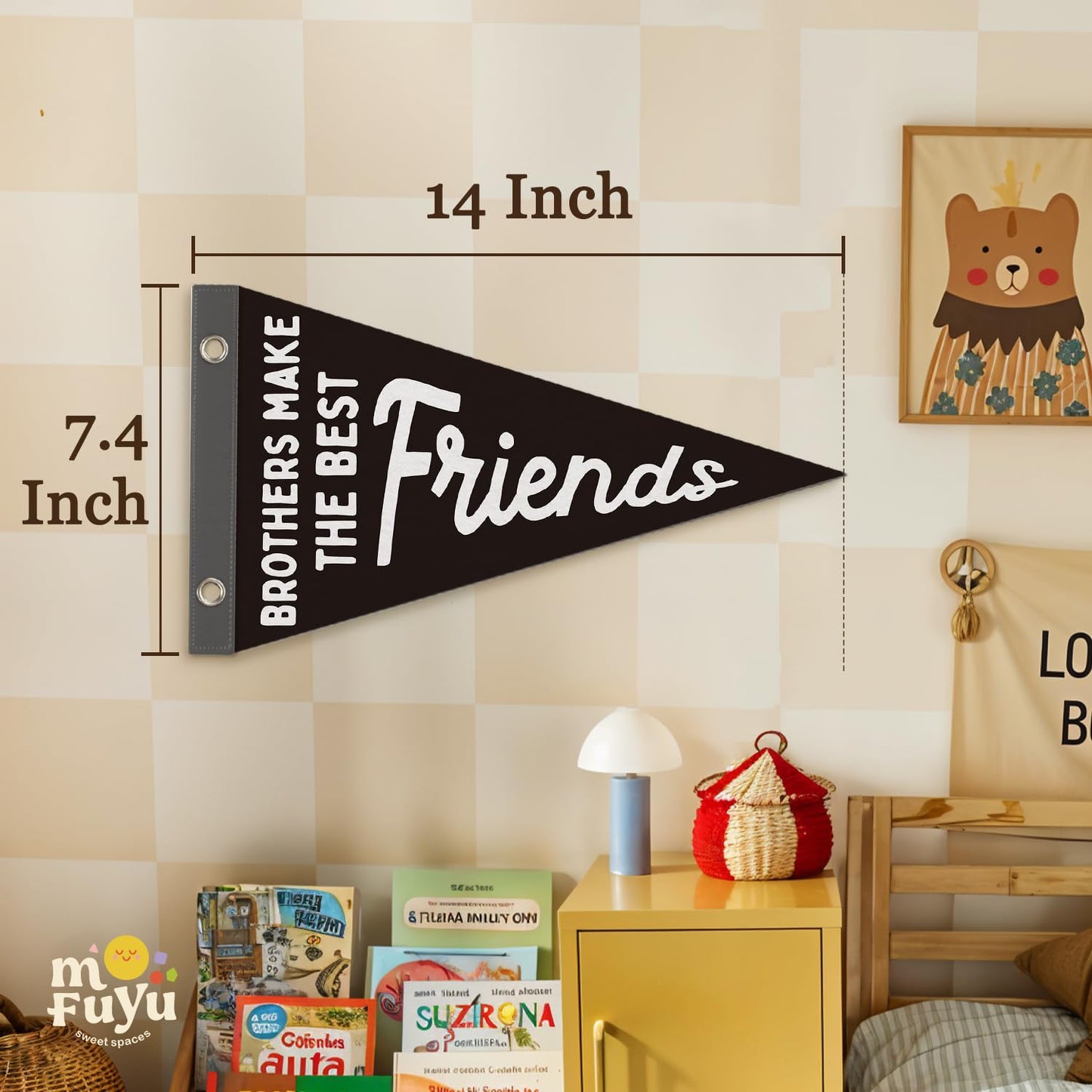 Boy Nursery Decor Pennant Banner Flags Decor, Playroom Essentials, Dude Felt Banner Wall Art Decor for Toddler Kids Room Nursery,Boy Playroom Decor 7.4x14 Inch BST326H