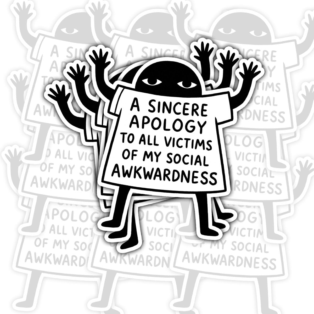 3 Pcs Social Awkwardness Vinyl Stickers – Funny Relatable Quote Decals for Introverts and Anxious Minds, Waterproof Sticker Pack for Laptop, Water Bottle, Journal, Mirror (S1, 2 inch) BST202