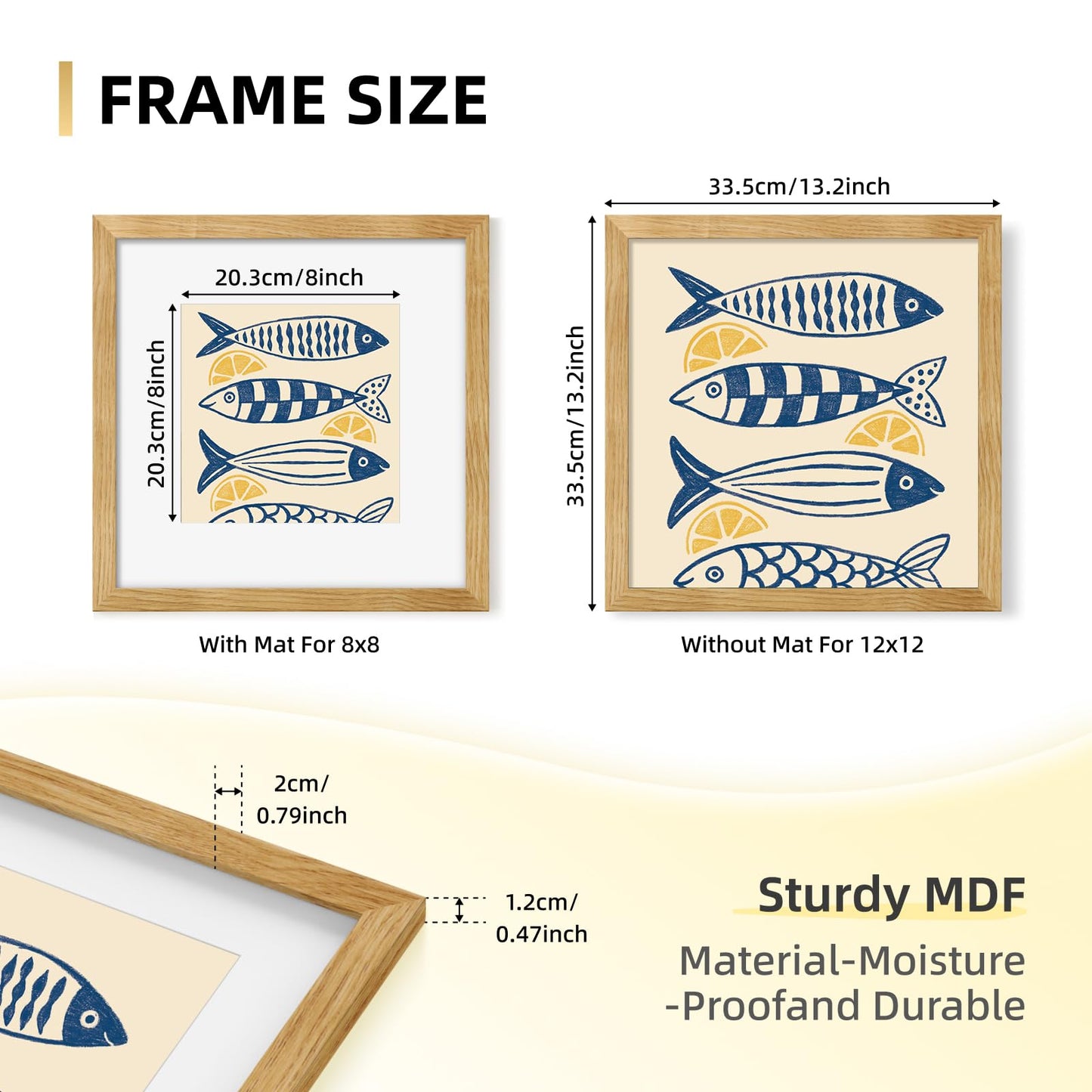 YESKAY 8x10 Picture Frame Set of 9, Display Pictures 5x7 with Mat or 8 x 10 Without Mat, Multi Photo Frames for Wall Mounting or Table Top Display, Blue BST326H