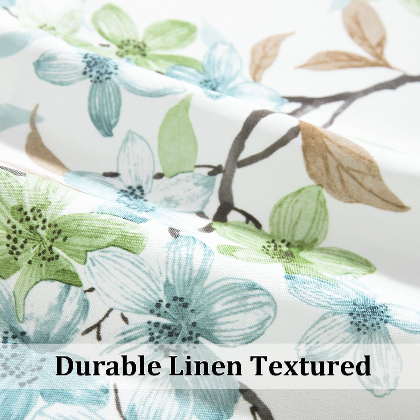 Leeva Farmhouse Kitchen Valances for Windows, Watercolor Blossoming Floral Print Curtains, Soft Faux Linen Curtain Toppers and Valances for Bedroom, 60 x 14 Inch, Brown & Grey, 1 Panel BST220
