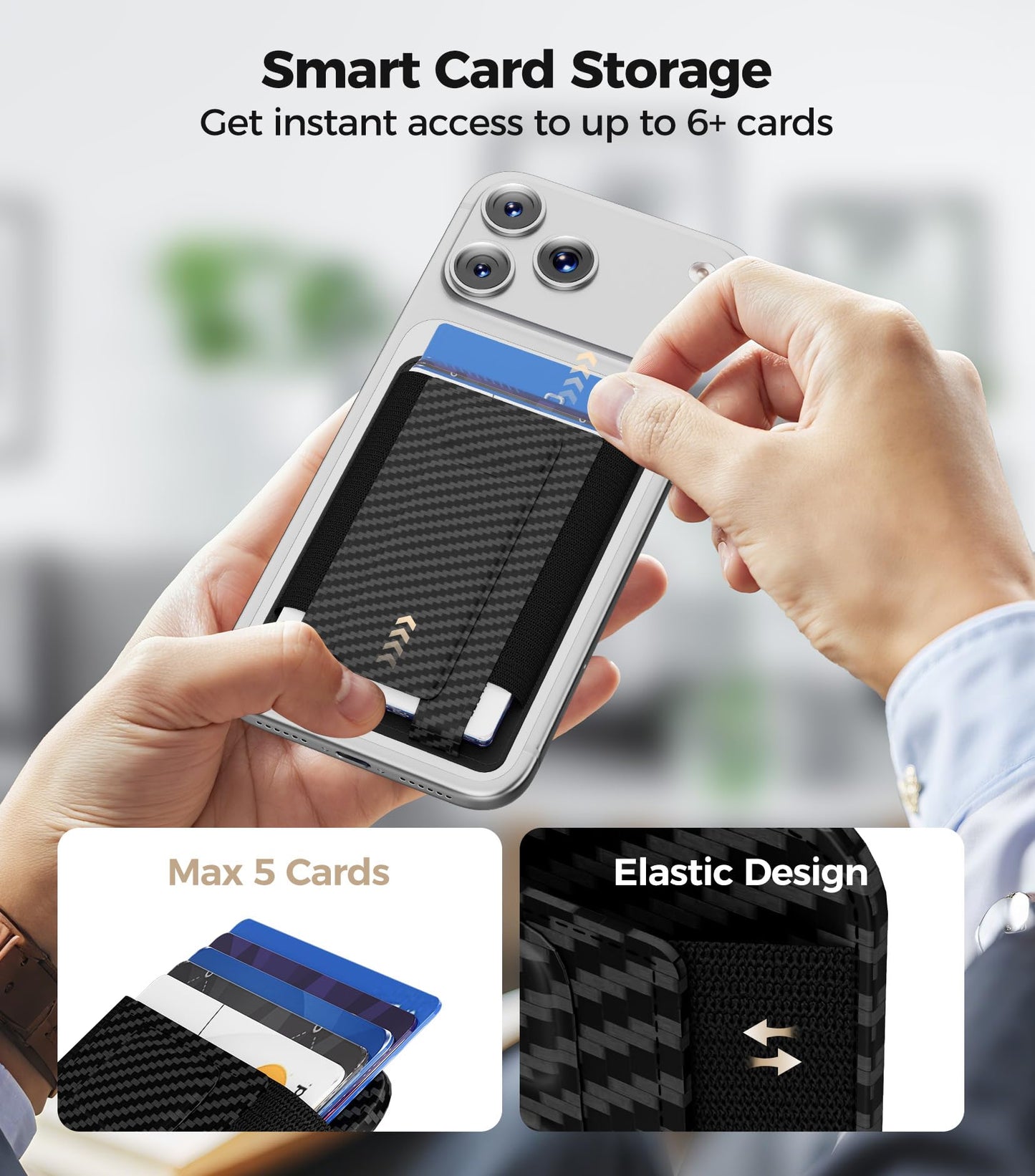for MagSafe Wallet, Works with Apple Find My, 5-Card RFID Holder with Stand Also Grip, Strong Magnetic Wallet for iPhone 17/16/15/14/13/12 Pro Max Air Plus, Wireless Charging, Brown BST220