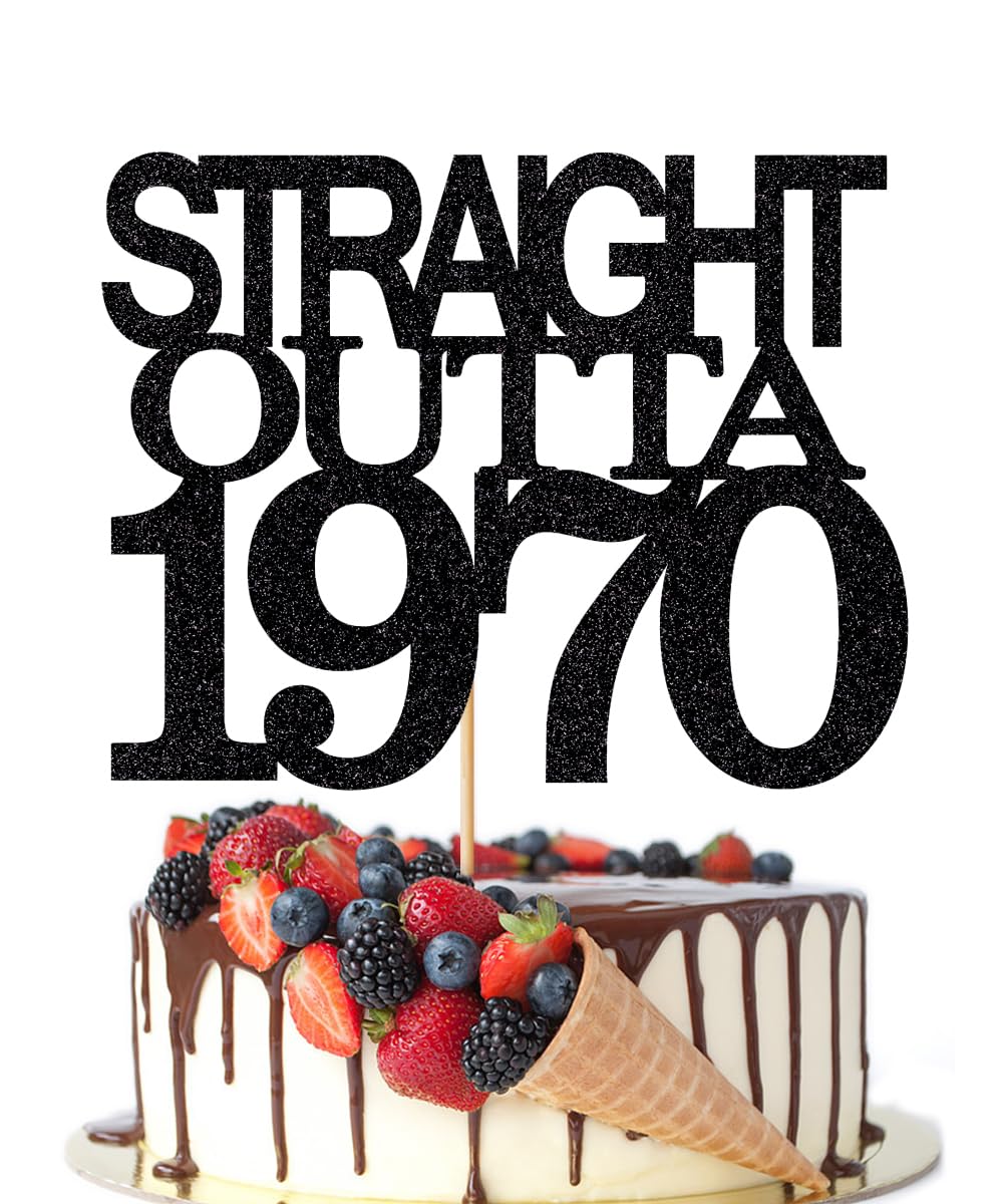 Black Glitter Straight Outta 1961 Cake Topper,Hello 65,Funny 65th | Birthday Cake Topper,65 Fabulous,Cheer to 65 Years,Men and Women 65th Birthday/Wedding/Anniversary Party Decorations BST202