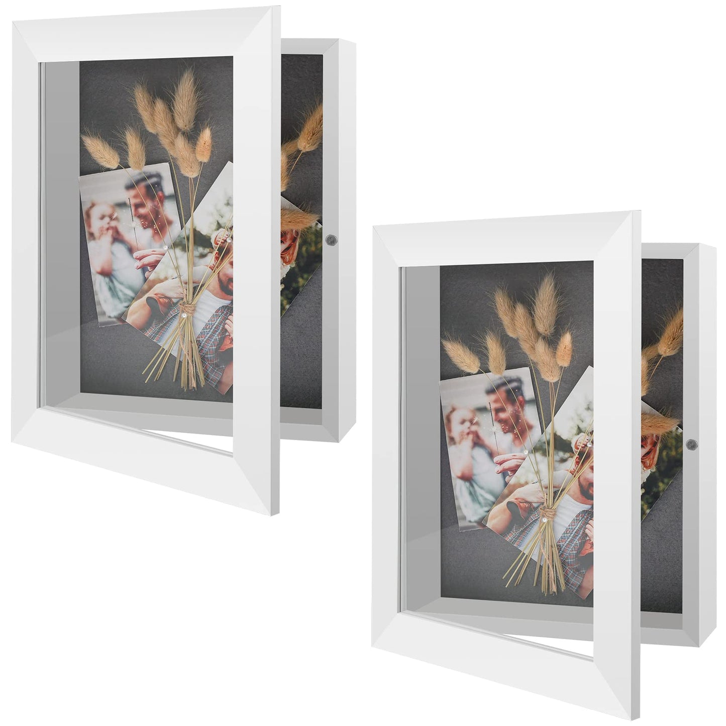 Golden State Art 11x14 Shadow Box Frame Display Case - 2 inch Depth Great for Collages, Collections, Mementos, 6 Pins Included (White, 1 Pack) BST326H