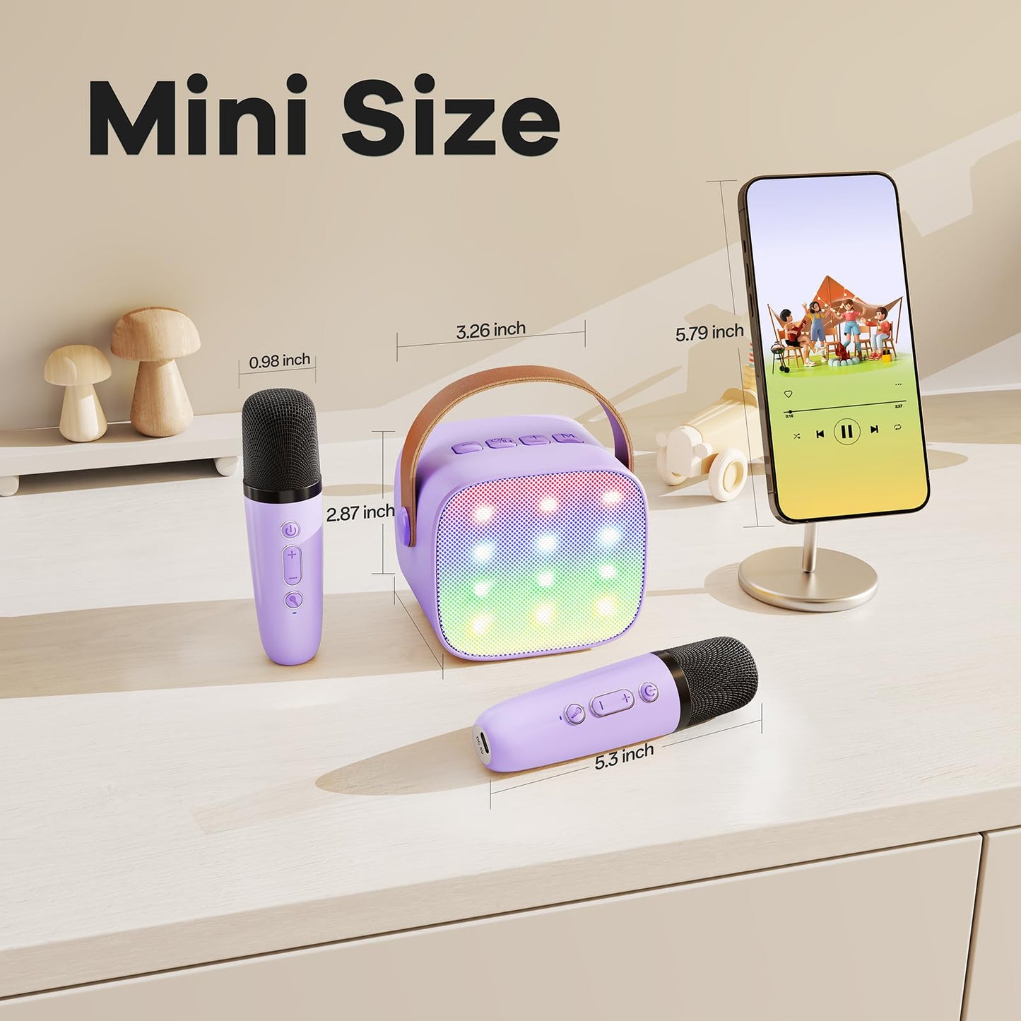 YLL Karaoke Machine for Kids, Portable Mini Speaker with 2 Wireless Microphones, TOP Kids Gifts for Girls Ages 3, 4, 5, 6, 7, 8, 9, 10+ Years Old, 4-12th Birthday Singing Present Toy Party (Purple)