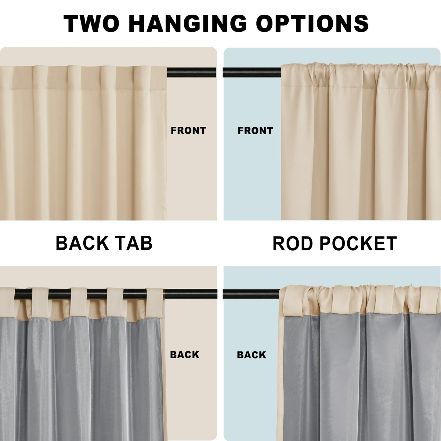 XWZO White Blackout Curtains with Tiebacks - Rod Pocket & Back Tab Heat and Full Light Blocking Window Panels for Bedroom/Nursery, 84 Inches Long Thermal Insulated Draperies, W42 x L84, Set of 2 BST326H