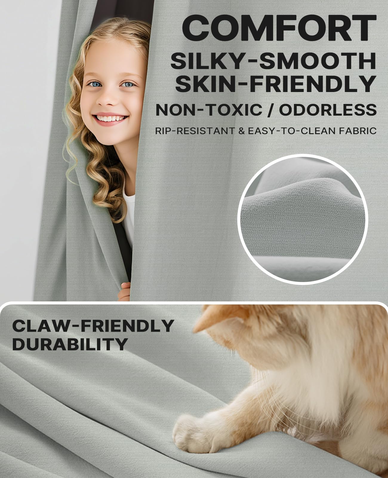 Gray Blackout Chenille Pinch Pleated Curtains 40x96in- Ultra Soft Wrinkle Resistant Thermal Insulated Room Darkening Drapes,Noise Reducing with Roman Clips,2 Panels Set for Bedroom/Living Room/Office BST202