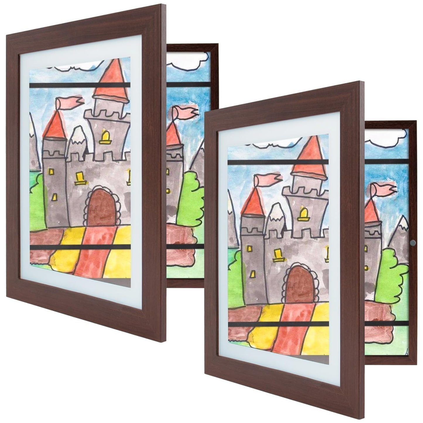 Golden State Art, 8.5x11 Kids Art Frames, Front-Opening Picture Frame Great for Kids Drawings, Artworks, Children Art Projects, Schoolwork, Home or Office (Walnut, Set of 2) BST220