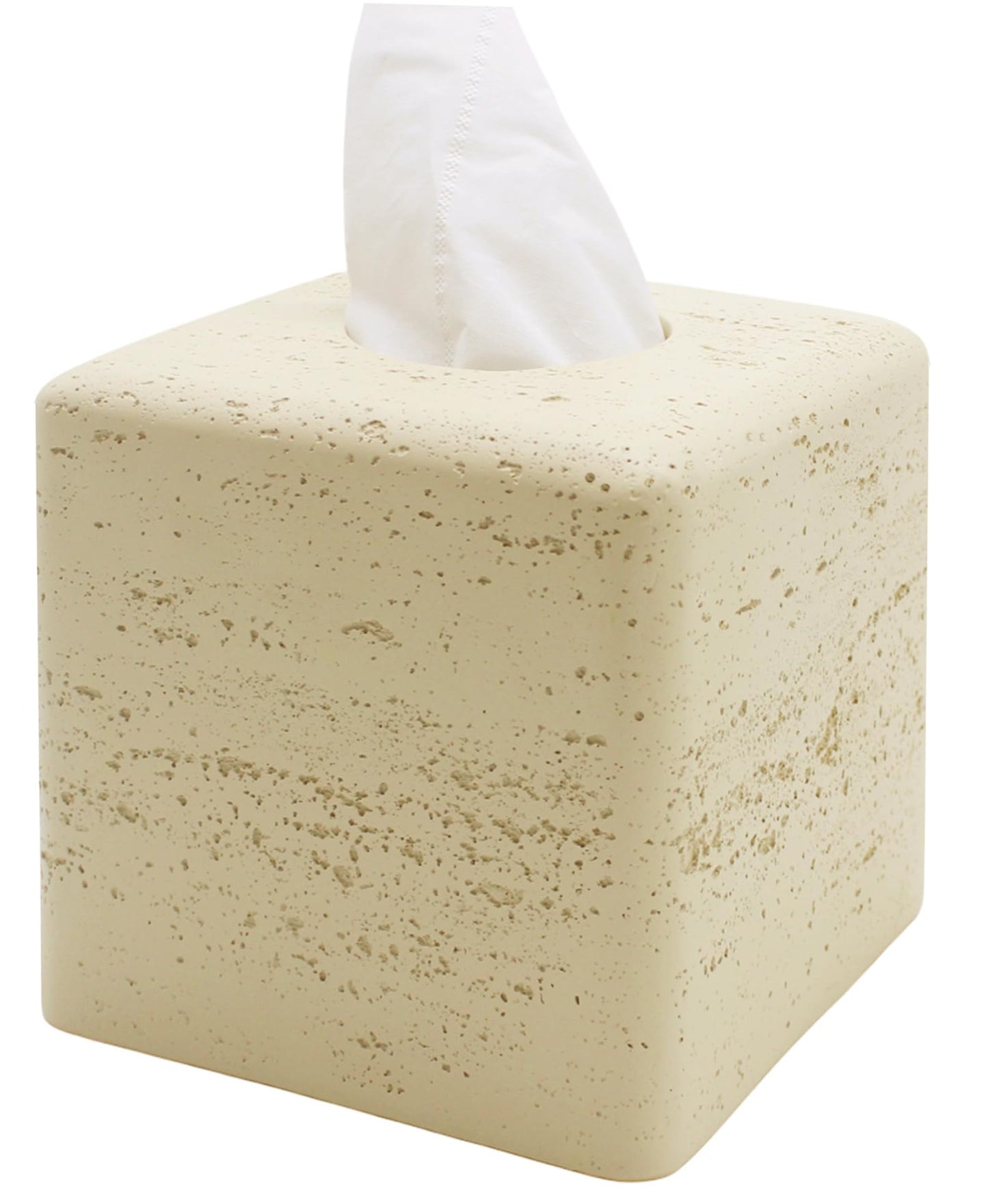 Square Tissue Box Cover Decorative Kleenex Box Holder for Bathroom & Living Room with Handcrafted Texture (colla Gold) BST220