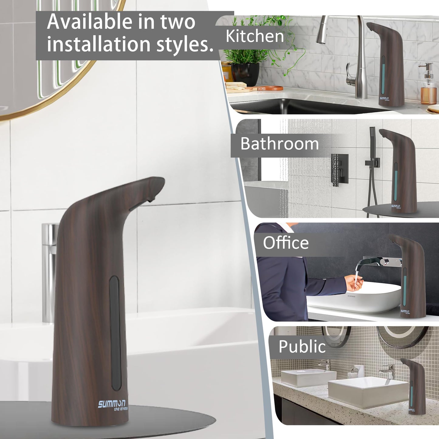 Automatic Soap Dispenser Touchless,400ML Hand & Dish Countertop Electric Liquid Dispenser with Sensor,Modern 4 Gear Adjustable Black Waterproof Battery Operated Kitchen Auto Soap Pump WN420