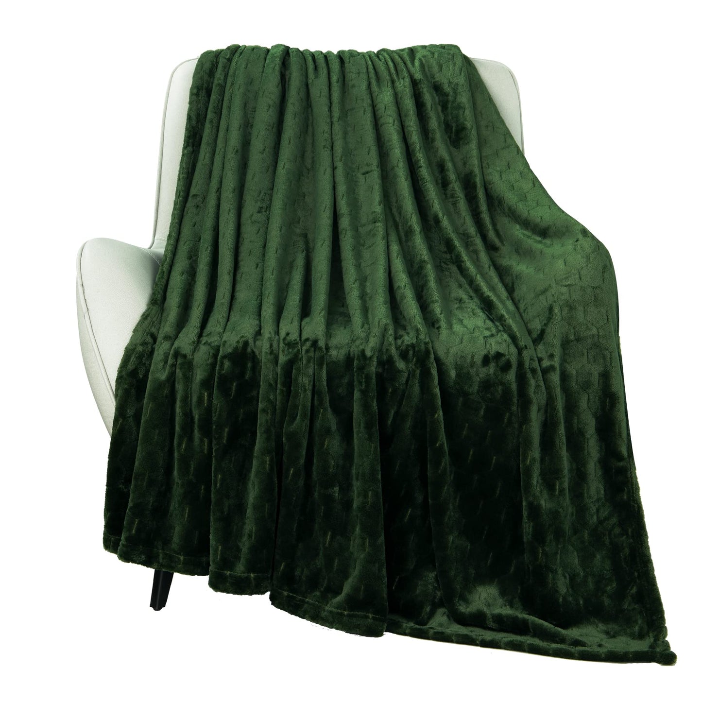 TOONOW Fleece Blanket Super Soft Cozy Throw Blanket 50" x 60", Lightweight Fuzzy Comfy Textured Flannel Blanket Warm Plush Throw Blankets for Couch, Sofa, Bed, Emerald WN420