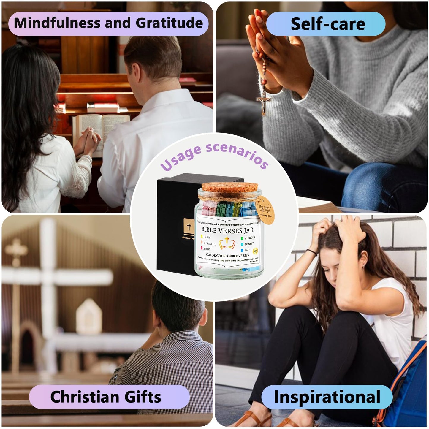 Bible Verse Jar Read Me When Bible Verse Jar for Daily Encouragement | Hope Holy Prayer Cards Religious Baptism Graduation Gift for Her, Gifts for Mom from Daughter Son, Christian Gifts for Women BST326H