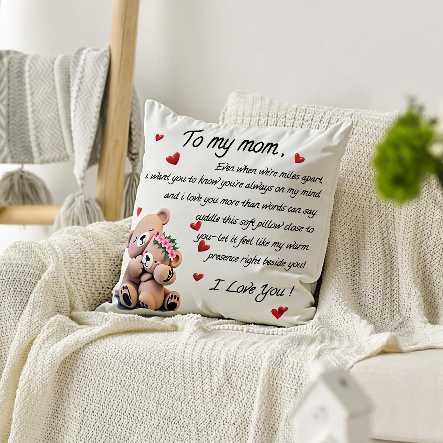 to My Grandmam Throw Pillow Cover - 18x18in Cushion Case, Machine Washable & Easy Care, Ideal for Sofa TV-Watching & Bedside Reading, Adds Warmth to Her Daily Life, Fits Bedroom/Living Room Decor WN420