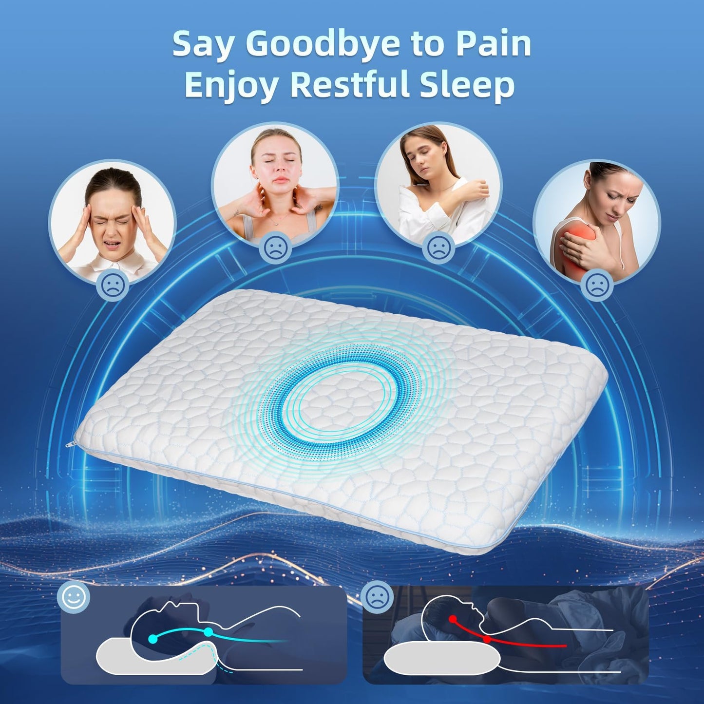 SUPA MODERN Stomach Sleeping Pillows for Back & Stomach Sleeper, Flat Soft Pillows for Sleeping Thin Memory Foam Pillow,Cooling Ultra Low Profile Memory Foam Pillow 1.75-Inches