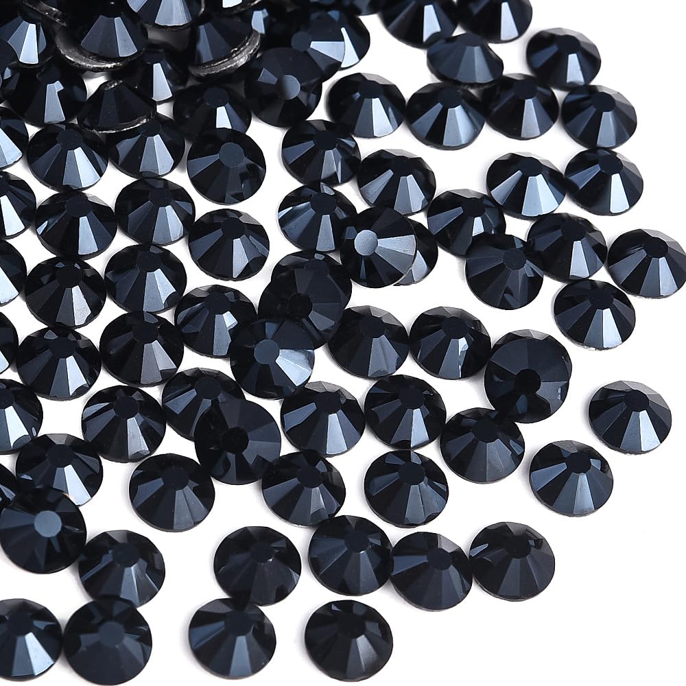 Black Shine Glass Rhinestones Crystal Flatback Gemstones for Crafts Nails Makeup Bags and Shoes Decoration.(SS20/1440pcs) BST202