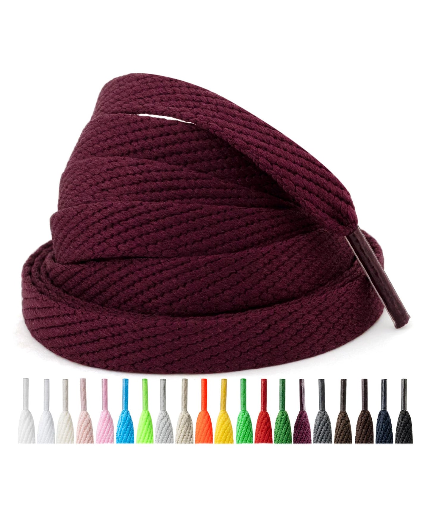 Handshop 2 Pairs Athletic Flat Shoe Laces for Sneakers in 20 Colors, 2/5" Wide Replacement Shoelaces in 30"-63" WN420