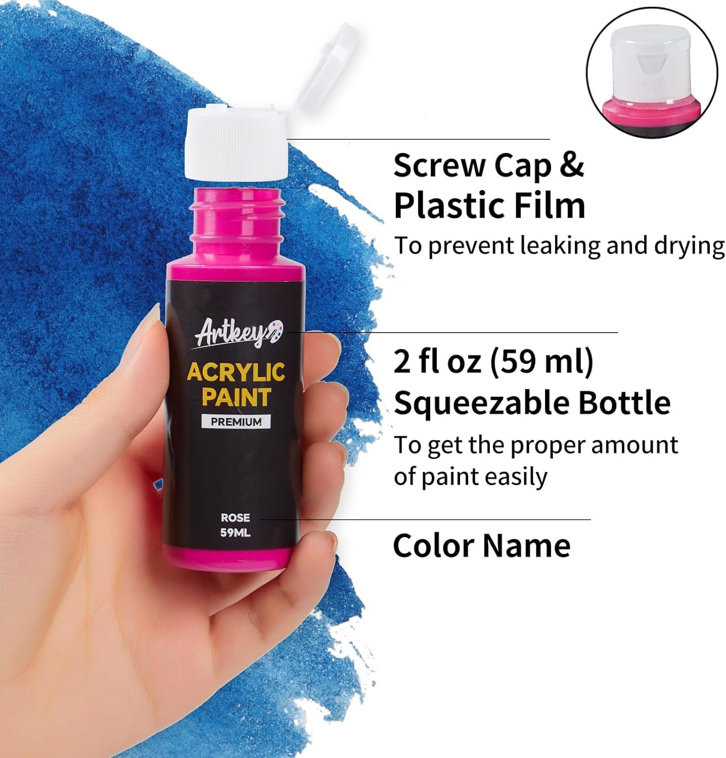Artkey Acrylic Paint Set, 24 Colors 2 oz/59 ml 100