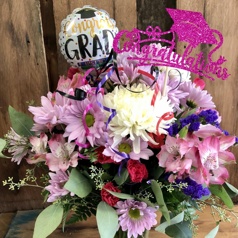 Congratulations 2026 Graduation Cake Topper Red Glittery Class of 2026 Cake Topper Congrats Grad Party Cake Decor for 2026 Senior High School College Grad Party Supplies Decorations BST220