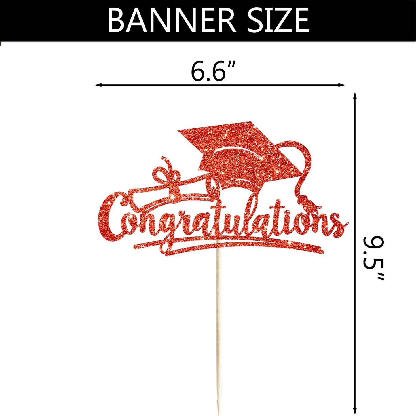 Congratulations 2026 Graduation Cake Topper Red Glittery Class of 2026 Cake Topper Congrats Grad Party Cake Decor for 2026 Senior High School College Grad Party Supplies Decorations BST220