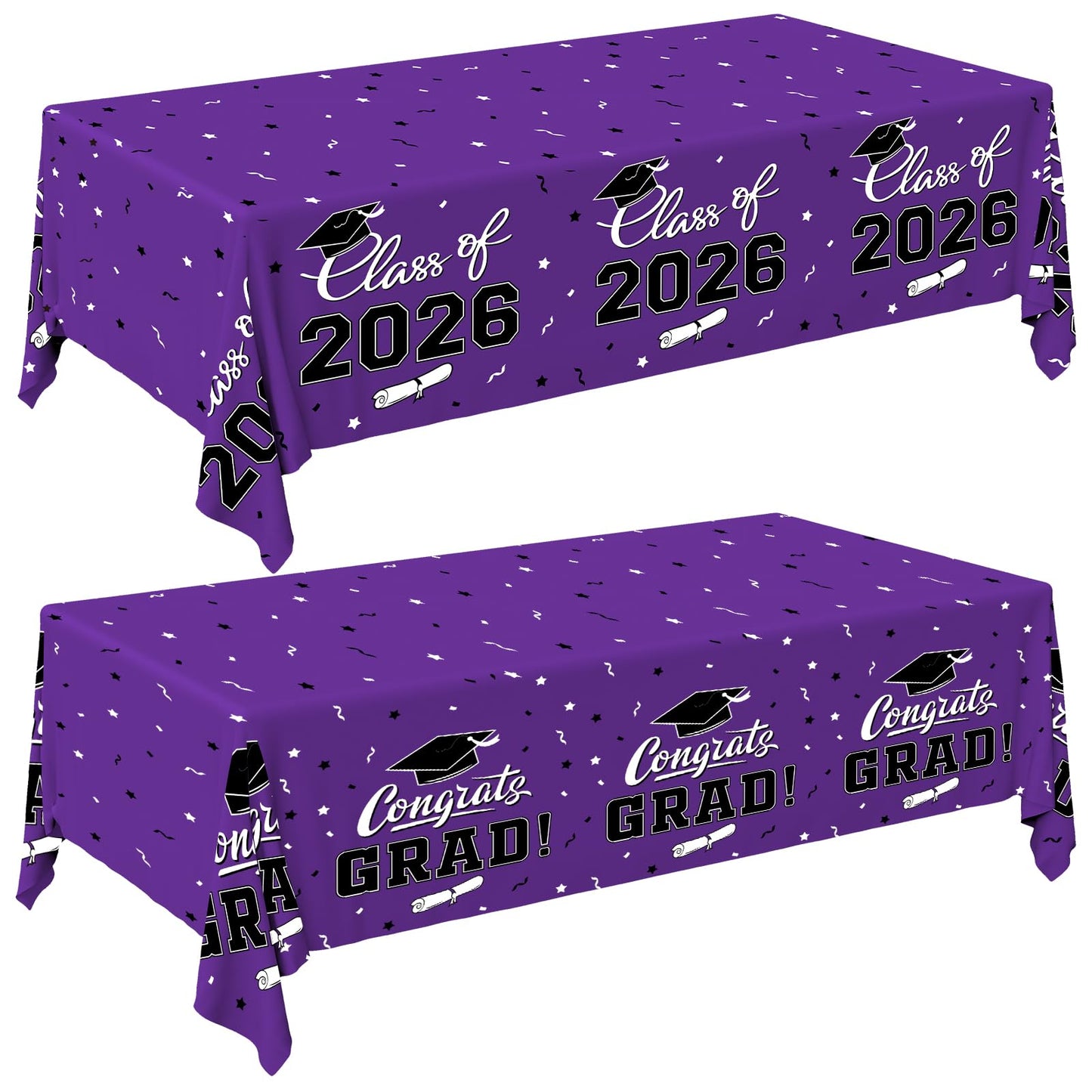 Gatherfun 2026 Graduation Decorations : 2-Pack Congrats Grad Disposable Tablecovers - Class of 2026 Red Themed Table Cloths, for Graduation Party Supplies & Graduation Backdrop, 54" X 108" BST326L