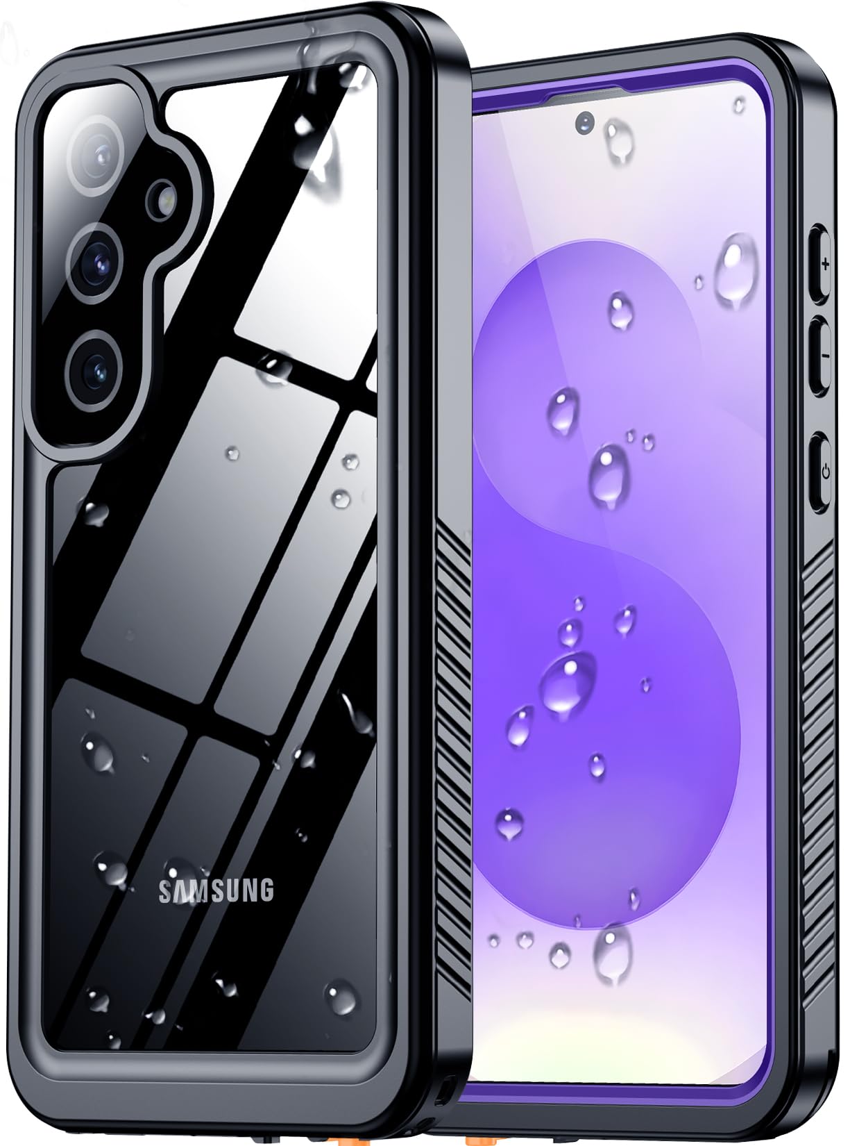 SPIDERCASE Designed for Samsung Galaxy S23 Case Waterproof,Built-in Screen & Camera Lens Protector[IP68 Underwater][Military Grade Shockproof] Full Body Protection Phone Case, Black/Clear WN420