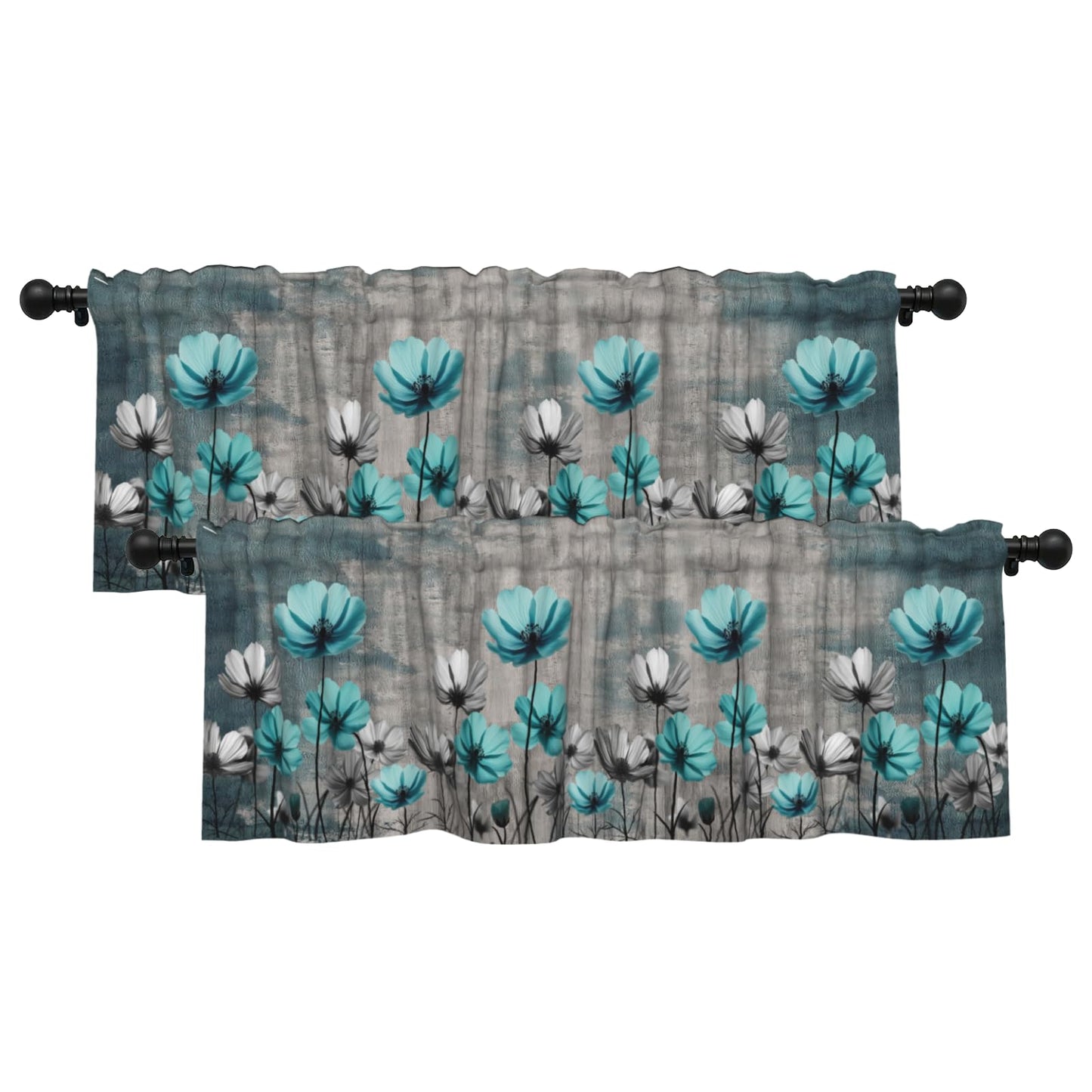 Patriotic Valance for Kitchen 2 Pack 54"x18" American Flag Curtains for Windows Red White Blue Stars 4th of July Independence Day Eucalyptus Leaf Window Treatment Rod Pocket Valance for Home Decor BST326L
