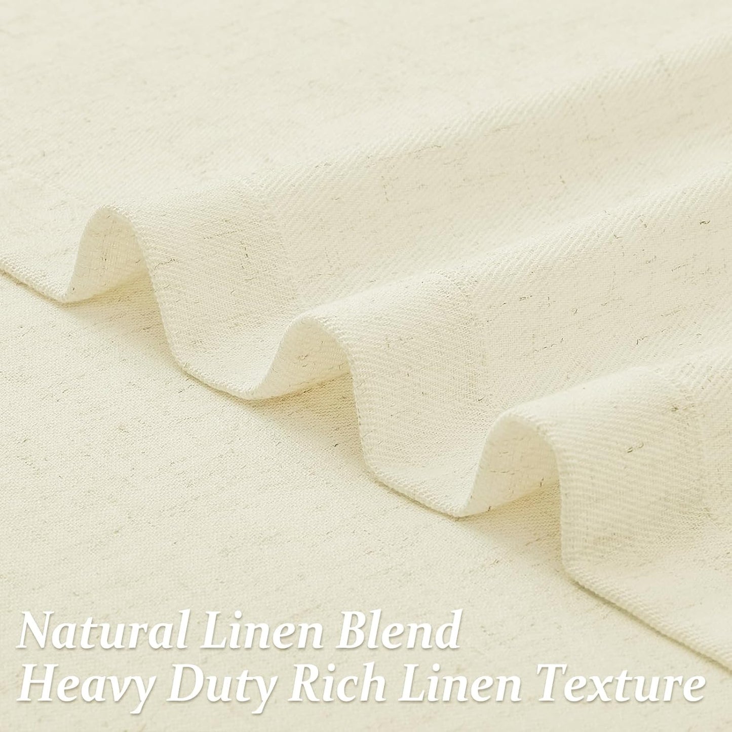 PANGSINNE Beige Linen Curtains Pinch Pleated - 84 Inches Long Semi Sheer Curtains for Living Room with Rings Back Tab 2 Panels Set Light Filtering Farmhouse Drapes