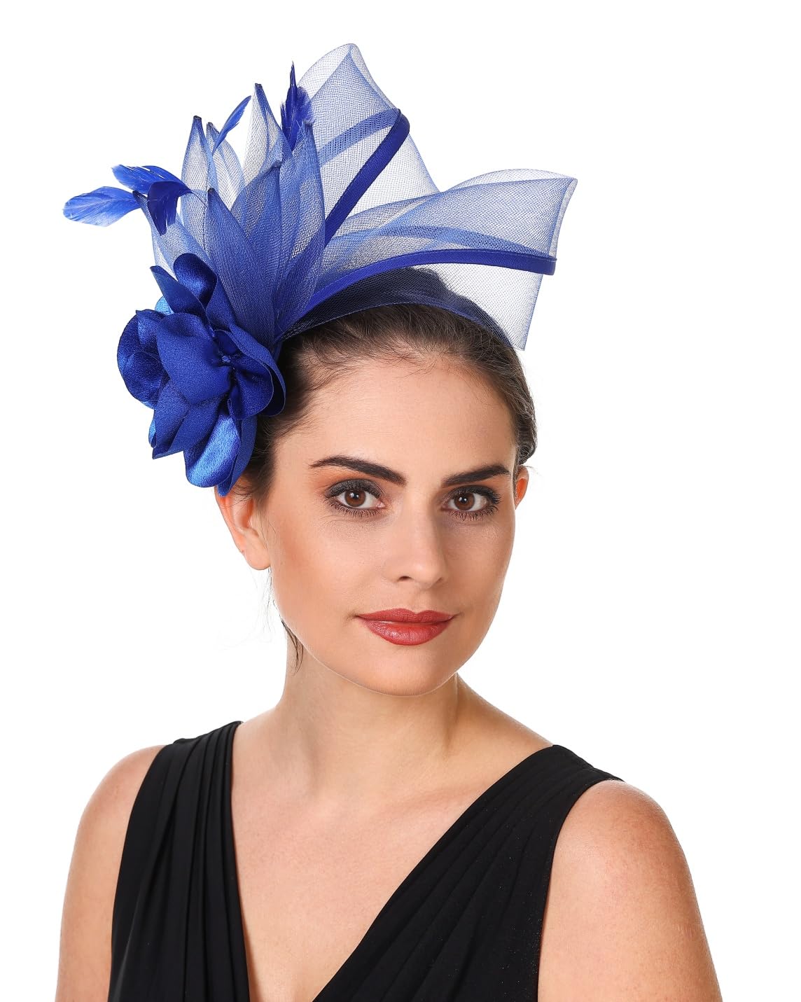 SAFERIN Fascinators Hat Flower Mesh Ribbons Feathers on a Headband and a Clip Tea Party Headwear for Girls and Women WN420