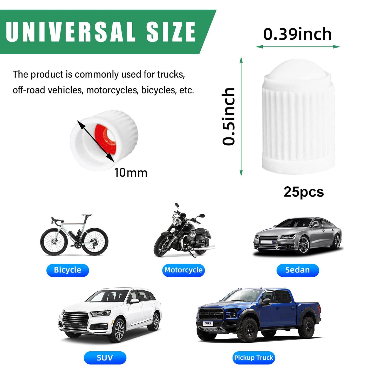 Ziciner 25 PCS Tire Valve Stem Caps, Plastic Car Tyre Valve Cap with O Rubber Seal, Dustproof Airtight Seal Wheel Stem Covers, Universal Accessories for Cars, SUVs, Bicycles,Trucks (Red) WN420