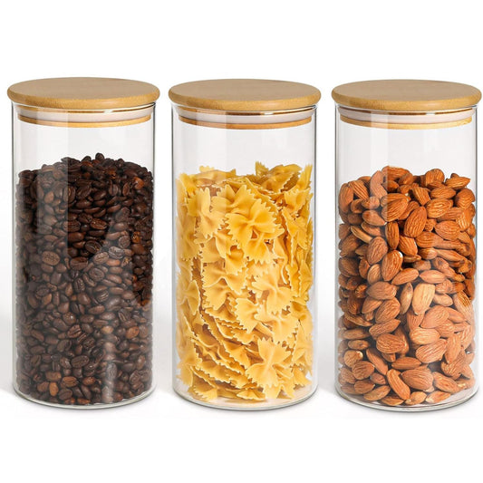 ComSaf Glass Storage Containers With Lids 0.5 Qt, 6 Pack Small Glass Jars | Small Glass Containers, Spice Jar 15oz, Candy, Family Snack Storage, Coffee Bar Organization, Size For Subpackage, BPA Free BST220