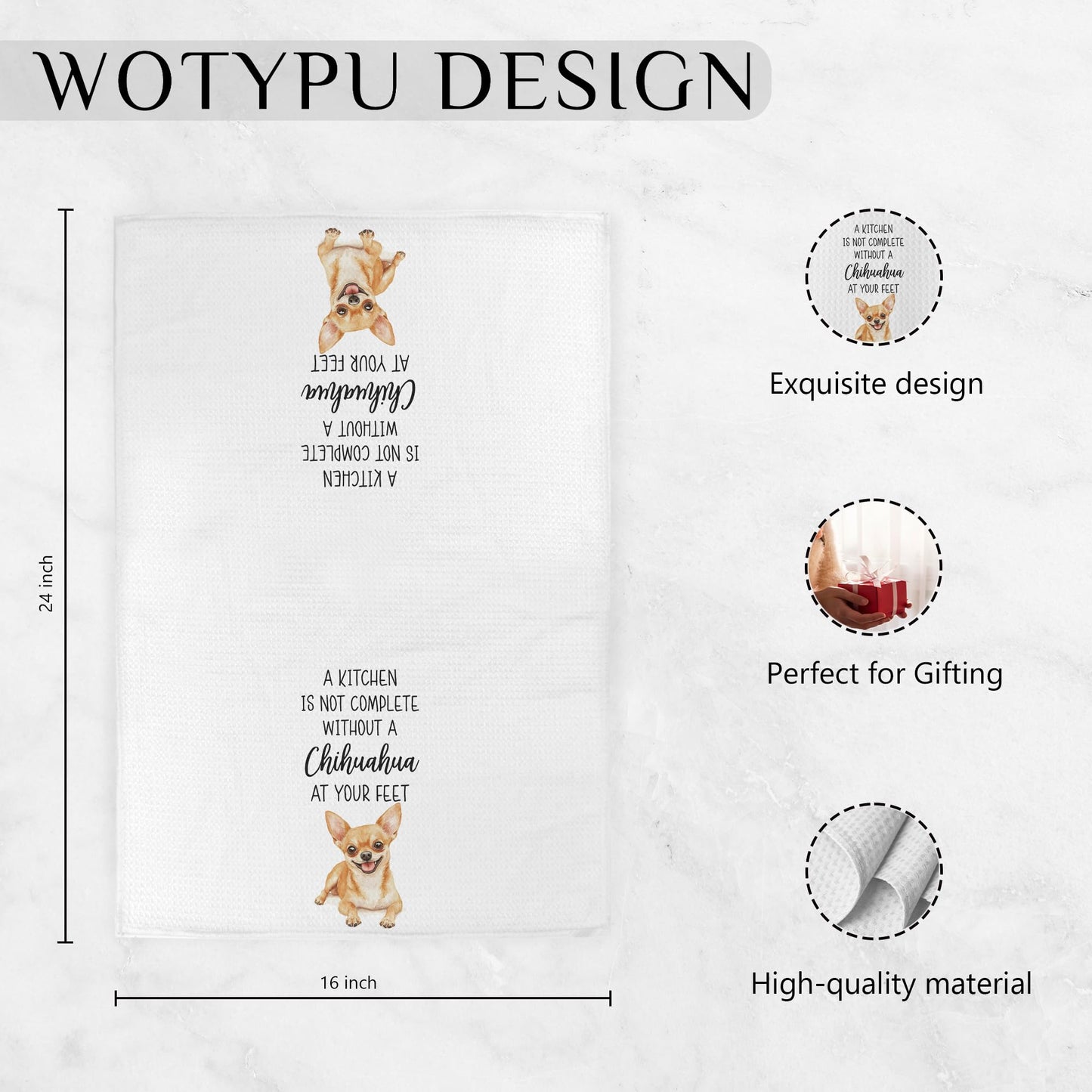 Funny Chihuahua Gifts Hand Towels for Bathroom, Chihuahua Gifts for Women Men Decorative Hand Towels for Kids Guest Bathroom Washroom Power Room Vanity Half Bath, 16X24 Inch BST326L