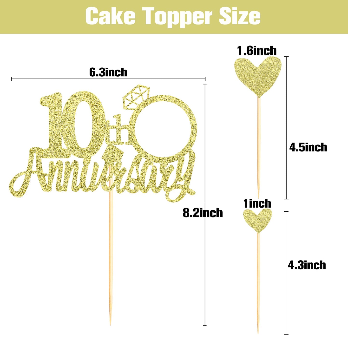 Sumerk 13 PCS Gold Glitter 55th Anniversary Cake Topper Happy 55th Anniversary Wedding Anniversary Cake Decorations BST220