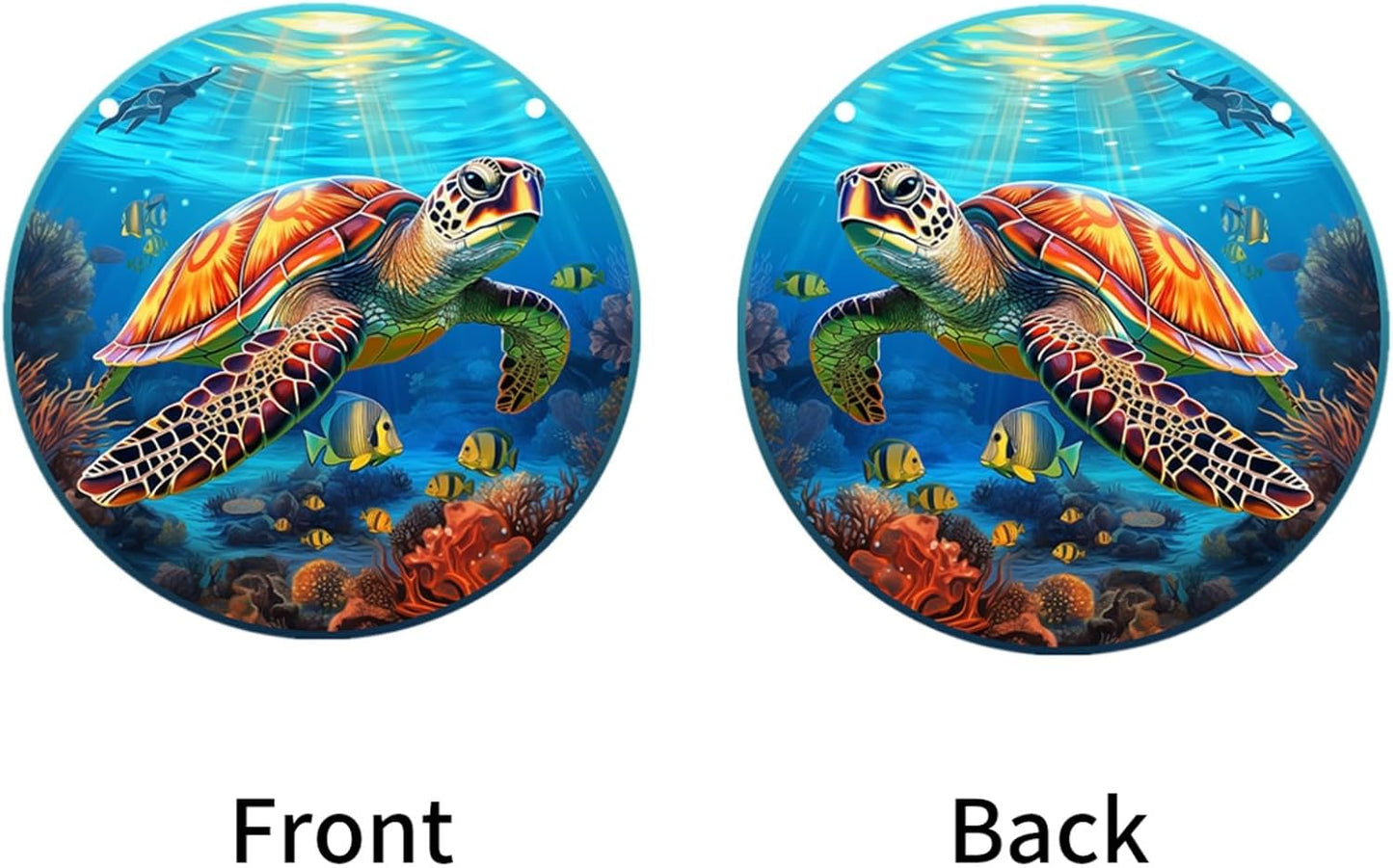 HOTIYOK Sea Turtles Stained Glass Window Hangings Panels Acrylic Underwater World Marine Life Home Wall Decor for Indoor, Ideal Housewarming Gift for Mom Grandma Wife Teacher BST220
