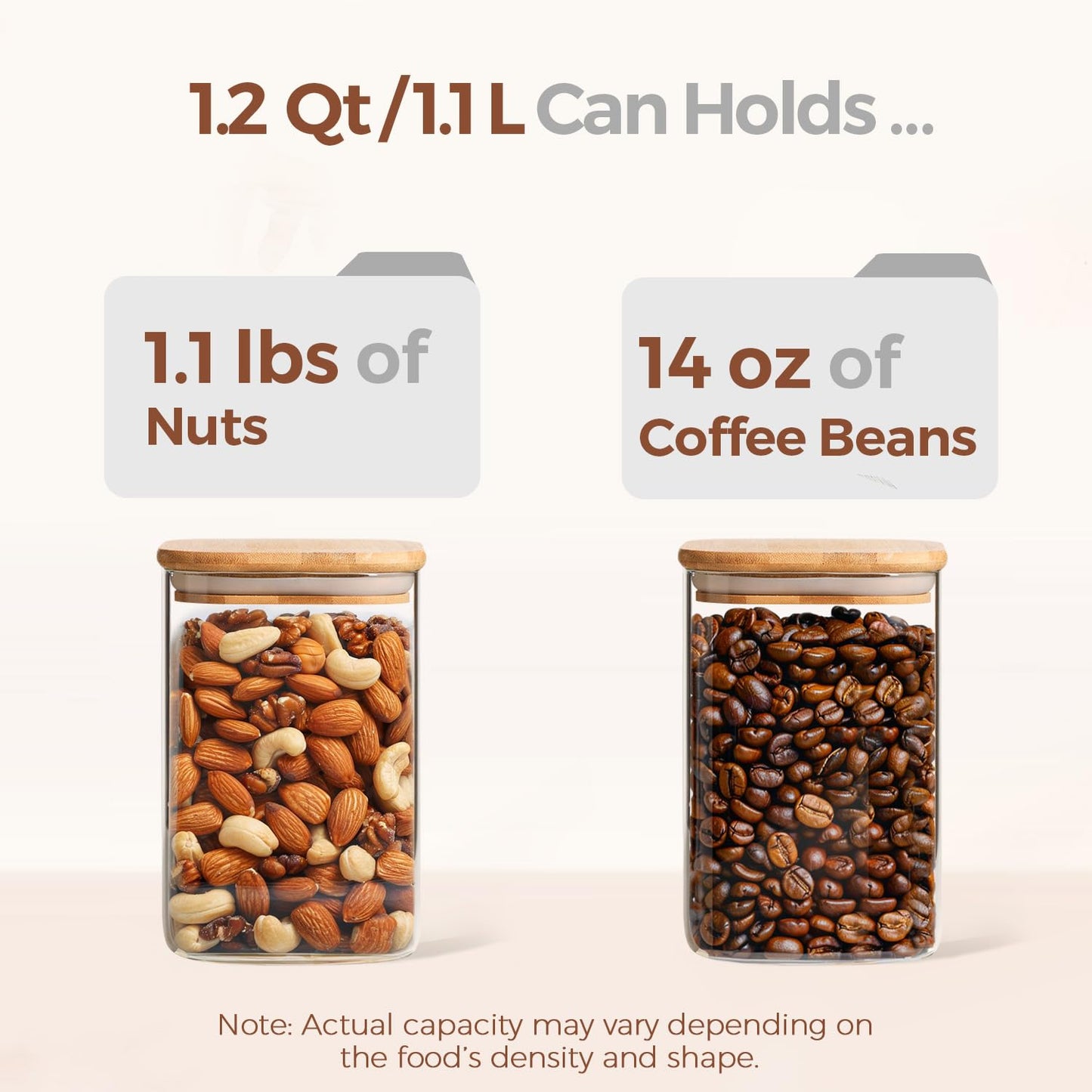 ComSaf 0.6 Qt Glass Food Storage Jars Set of 6, Clear Storage Containers with Airtight Lids, Pantry Organization Jar, Spice Jar, Blooming Tea, Coffee and Sugar Container, Canister Set for Kitchen BST220