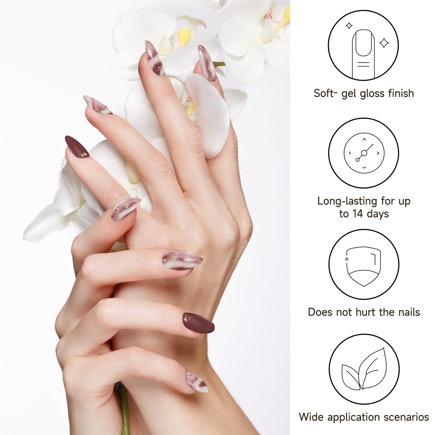 Semi Cured Gel Nail Strips, 56Pcs Nail Art Stickers/Wraps, Long Lasting UV Nail Polish Strips for Adults (Silver Rhinestones+French Tip Glitter) BST220