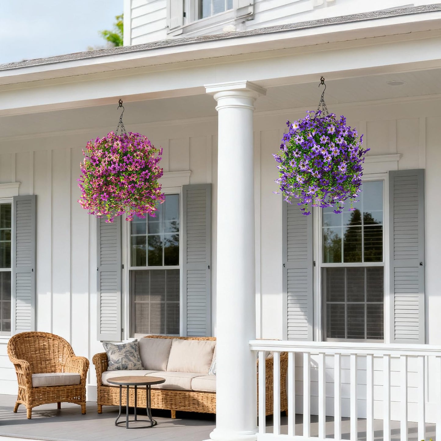 Artificial Flowers for Outdoor Faux Flowers for Plant Pot Spring Decoration | 2 Pcs Faux Hanging Plants UV Resistant Look Real Outside Home Garden Porch Patio Entrance Courtyard Decor BST326H