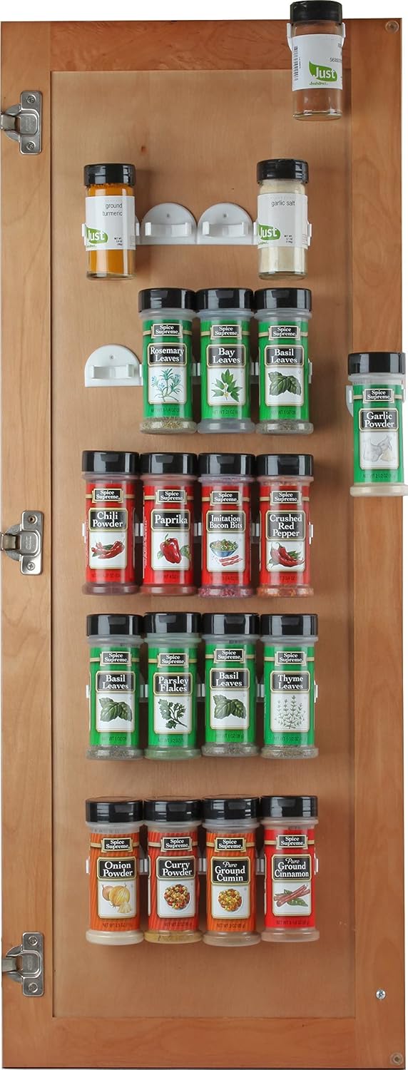 Sagler Spice Rack 36 Spice Gripper - Spice Racks Strips Cabinet Door - Use Spice Clips for Spice Organizer - Stick or Screw Spice Storage Clips BST220