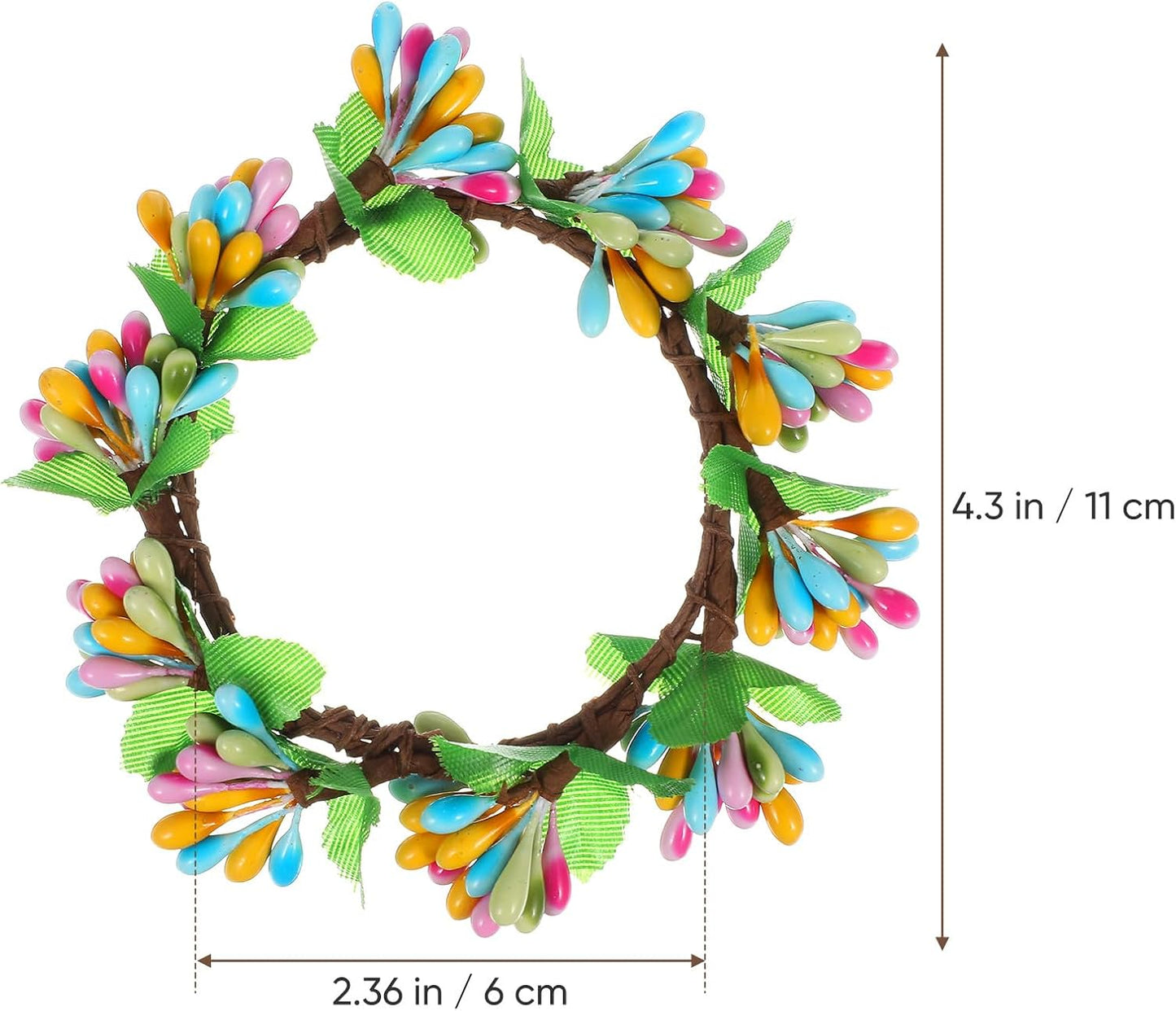 PATKAW 4 PCS Easter Candle Rings Wreaths, Spring Mini Artificial Greenery Wreath for Pillar Candles, Floral Leaf Candl·e Ring Decor for Holiday Party Table Centerpiece, Home Kitchen Decoration BST202