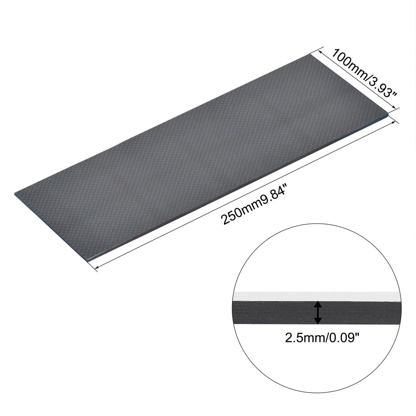 uxcell Carbon Fiber Plate Panel Sheets 250mm x 200mm x 0.5mm Laminate Plate Carbon Fiber Board (Plain Glossy) WN420