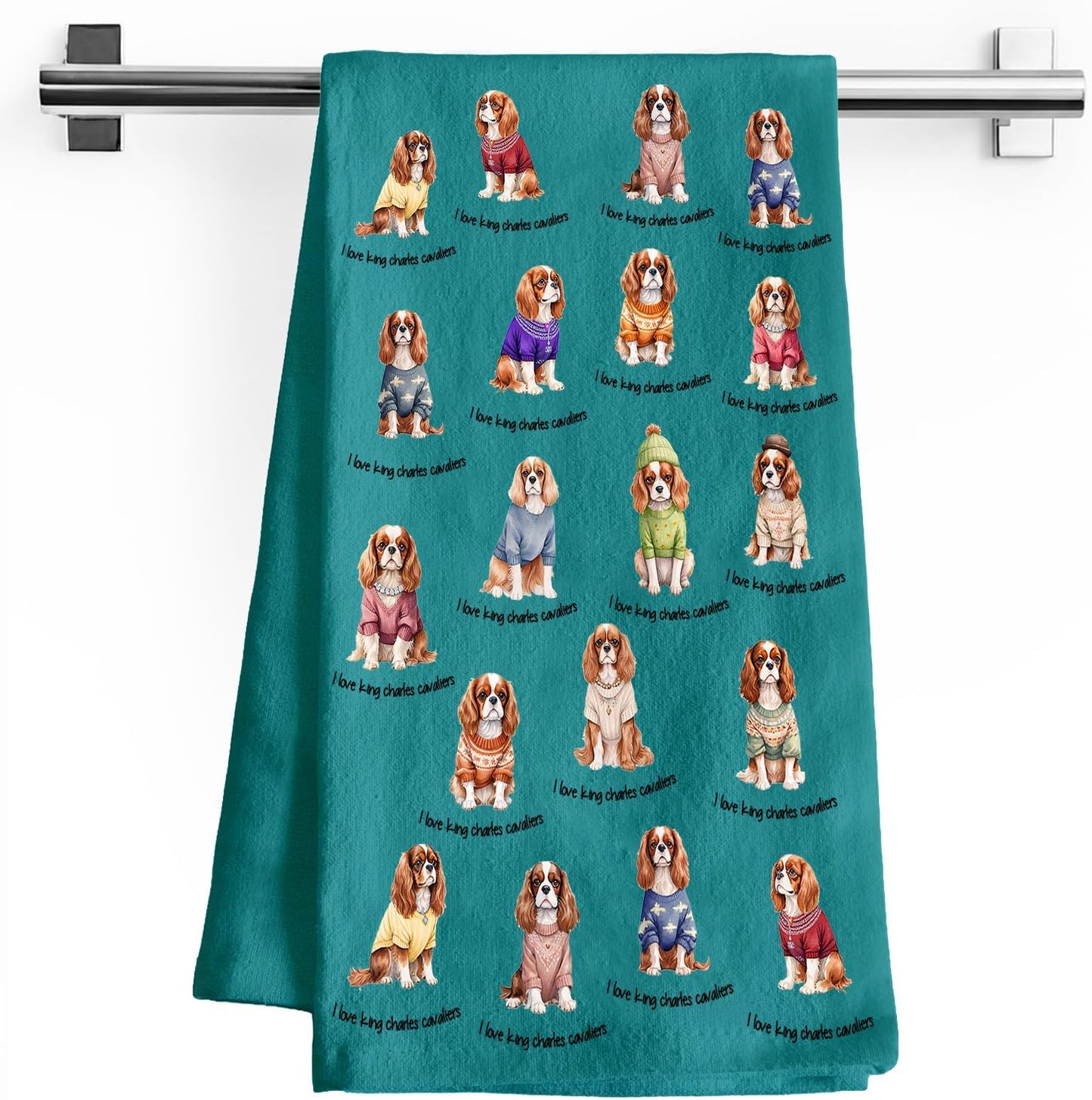 Cavalier King Charles Spaniel Gifts for Women, Funny Cute Dog Design Kitchen Towels, Housewarming Dish Tea Hand Towels for Housewarming Decor,Set of 2 BST202
