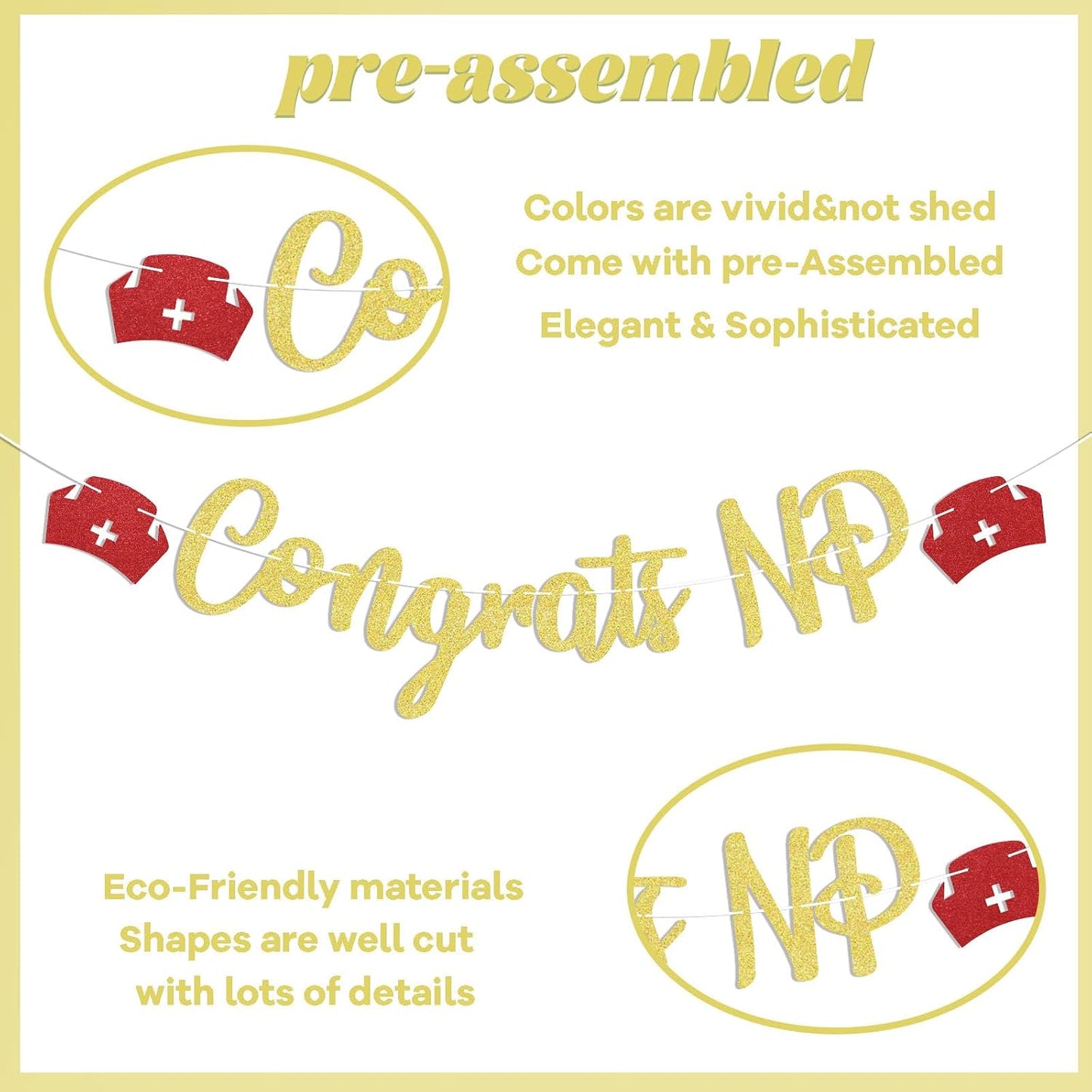 Congrats NP Banner - Nursing School Survivor Banner - Nurse Graduation Party Decorations, Nurse Practitioner Graduation Party Supplies BST220