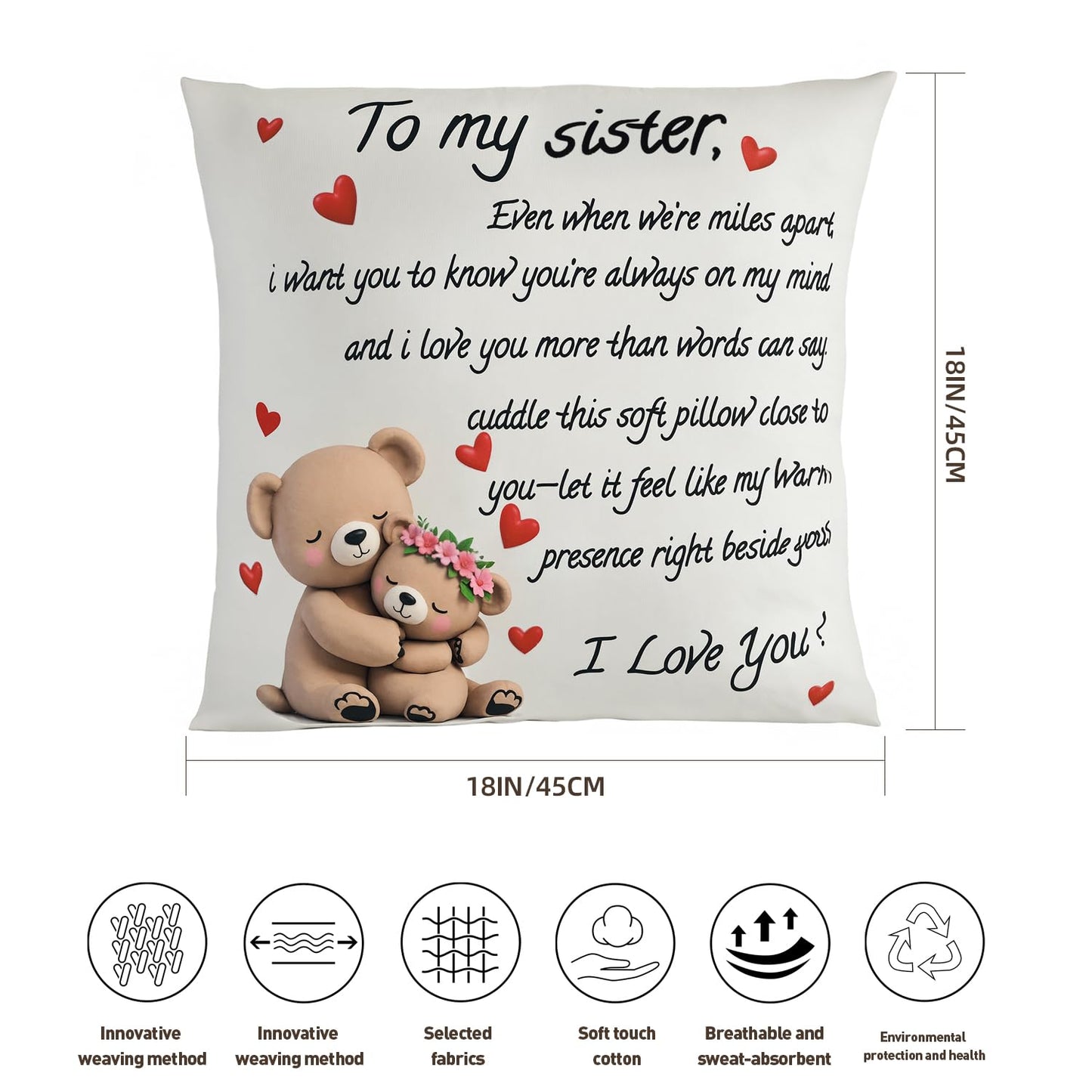 to My Grandmam Throw Pillow Cover - 18x18in Cushion Case, Machine Washable & Easy Care, Ideal for Sofa TV-Watching & Bedside Reading, Adds Warmth to Her Daily Life, Fits Bedroom/Living Room Decor WN420