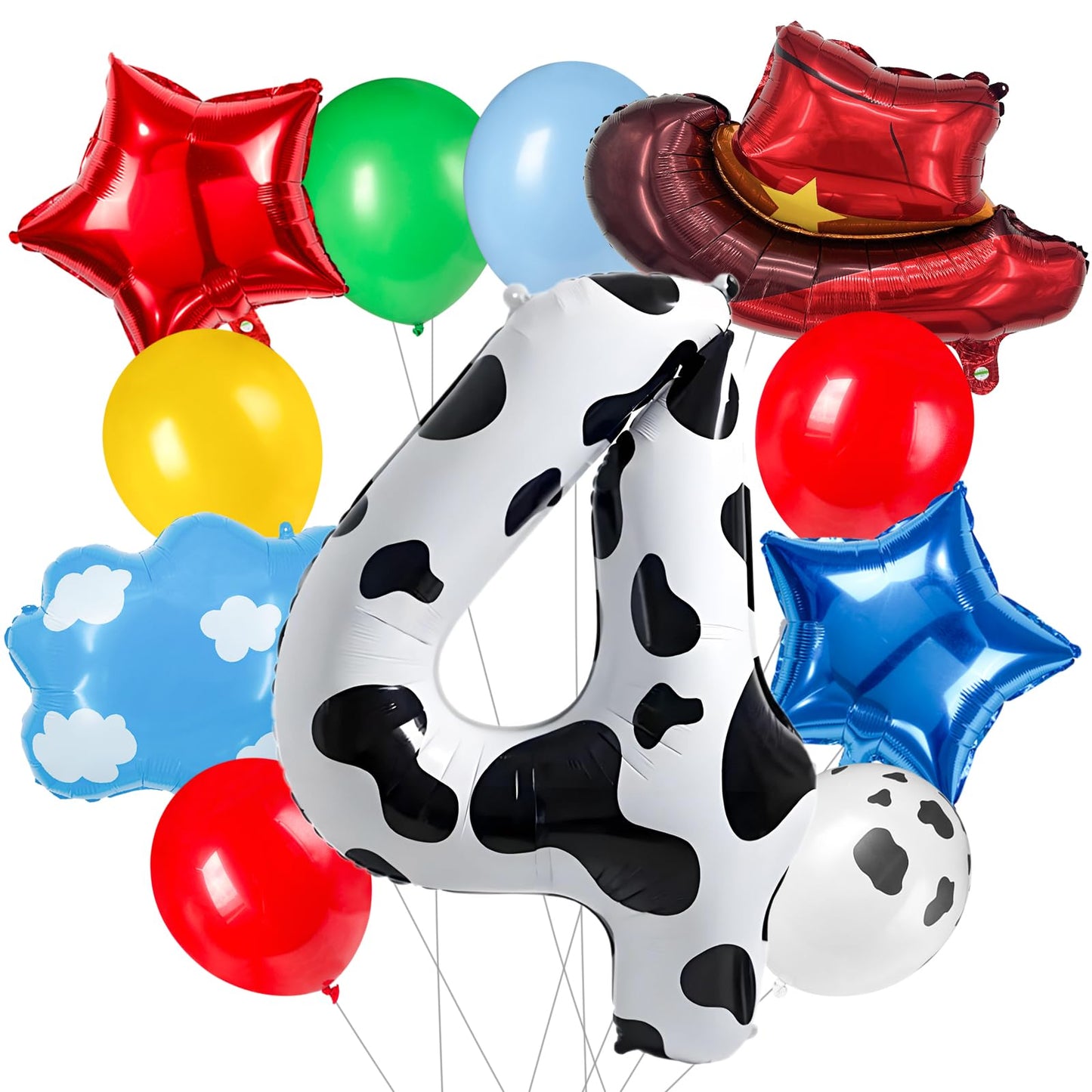 11-Pack Cowboy Theme Balloon Set, Farm Theme Decorations, Balloons with Hats and Clouds, Boys and Girls Birthday Party Supplies (1) BST202