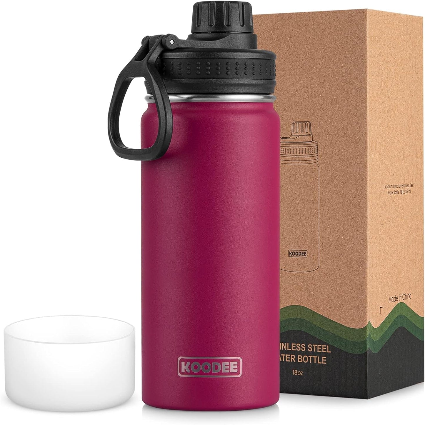 koodee Water Bottle-12 oz Stainless Steel Double Wall Vacuum Insulated Water Bottle for School-Wide Mouth Flask with Straw Lid (Teal) BST220
