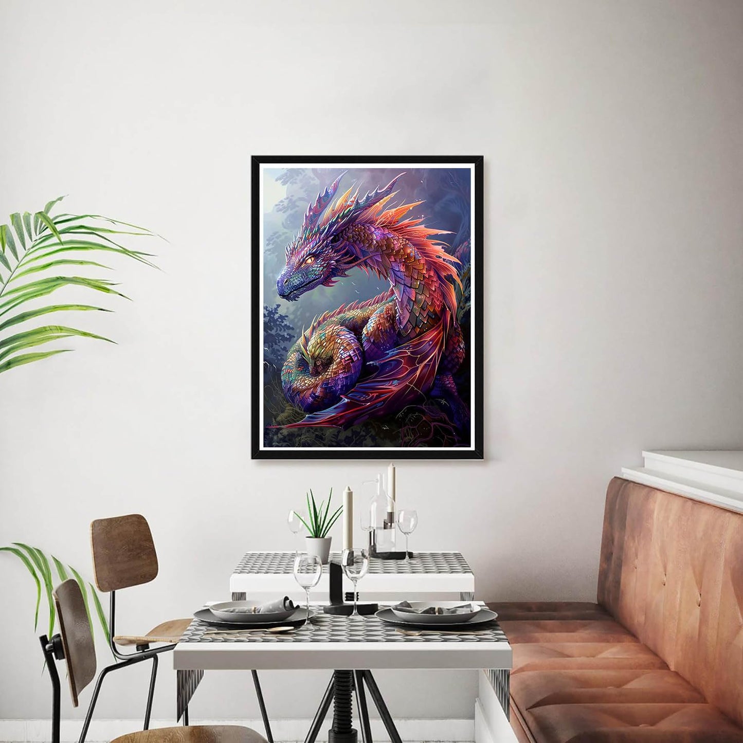 Bimkole 5D Diamond Art Kits for Adults Black and White Dragon, Full Drill DIY Rhinestone Embroidery Set Paint with Diamonds Art Animal by Number Kits Cross Stitch Home Wall Craft Decor 12x16 Inch BST220