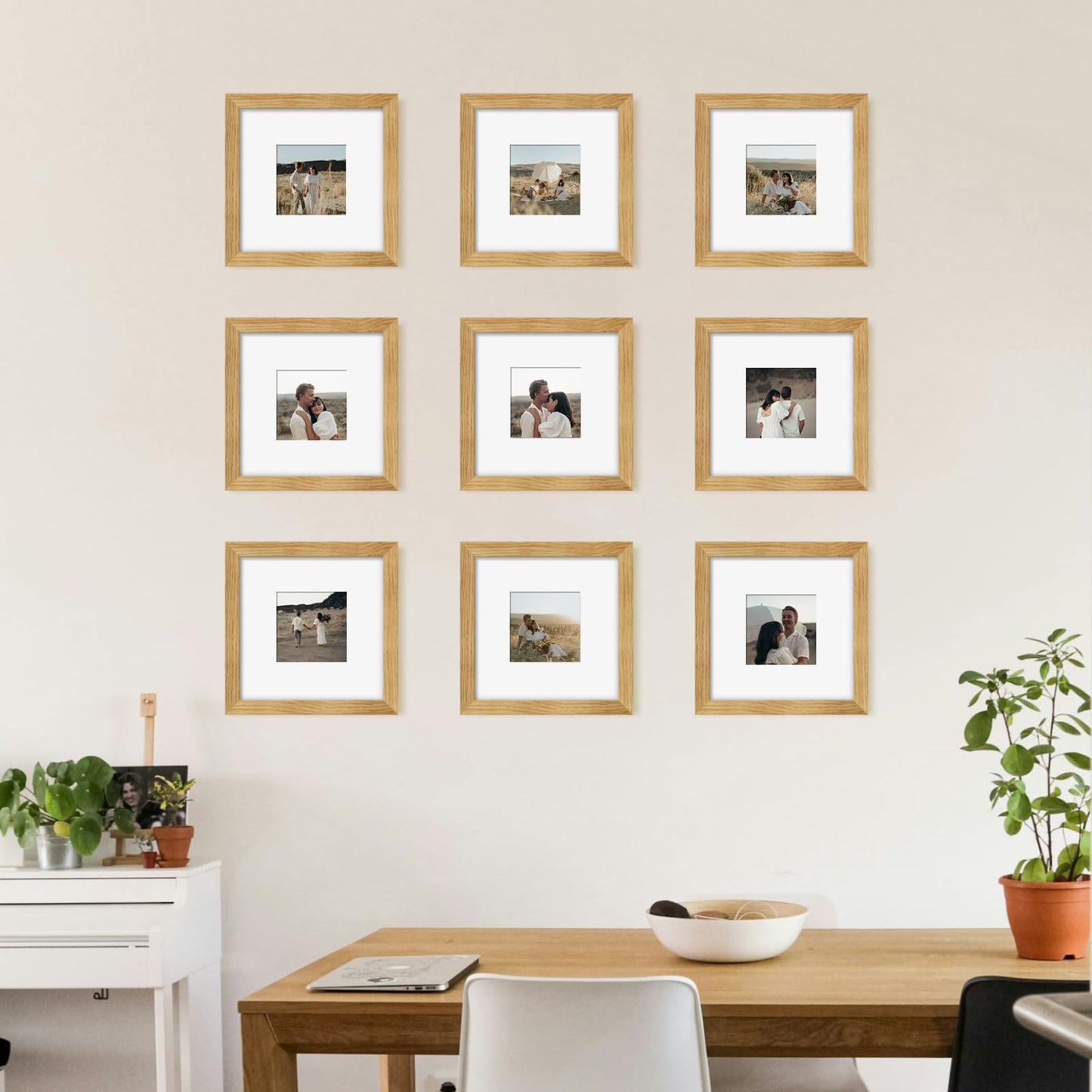 YESKAY 8x10 Picture Frame Set of 9, Display Pictures 5x7 with Mat or 8 x 10 Without Mat, Multi Photo Frames for Wall Mounting or Table Top Display, Blue BST326H