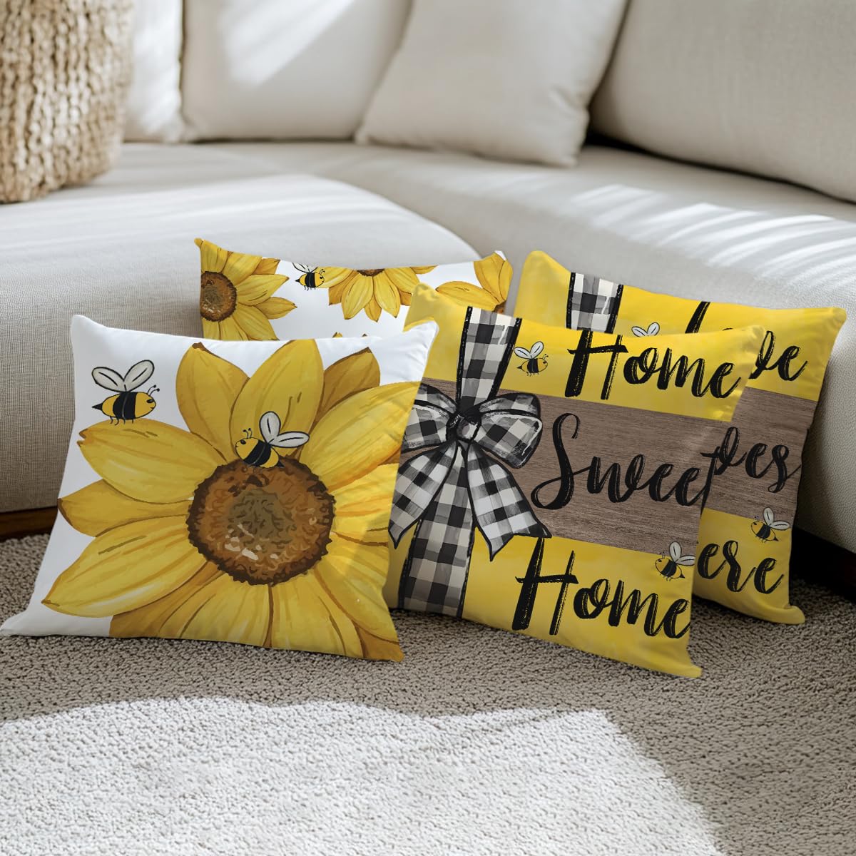 4 PCs Lemon Decor Pillow Covers 18x18, Italian Gifts Throw Pillow Covers | Italy Lemon Pillow Cases Decorative Pillow Protectors Living Room Bedroom Office Home Decor for Cushion Car Bed BST202